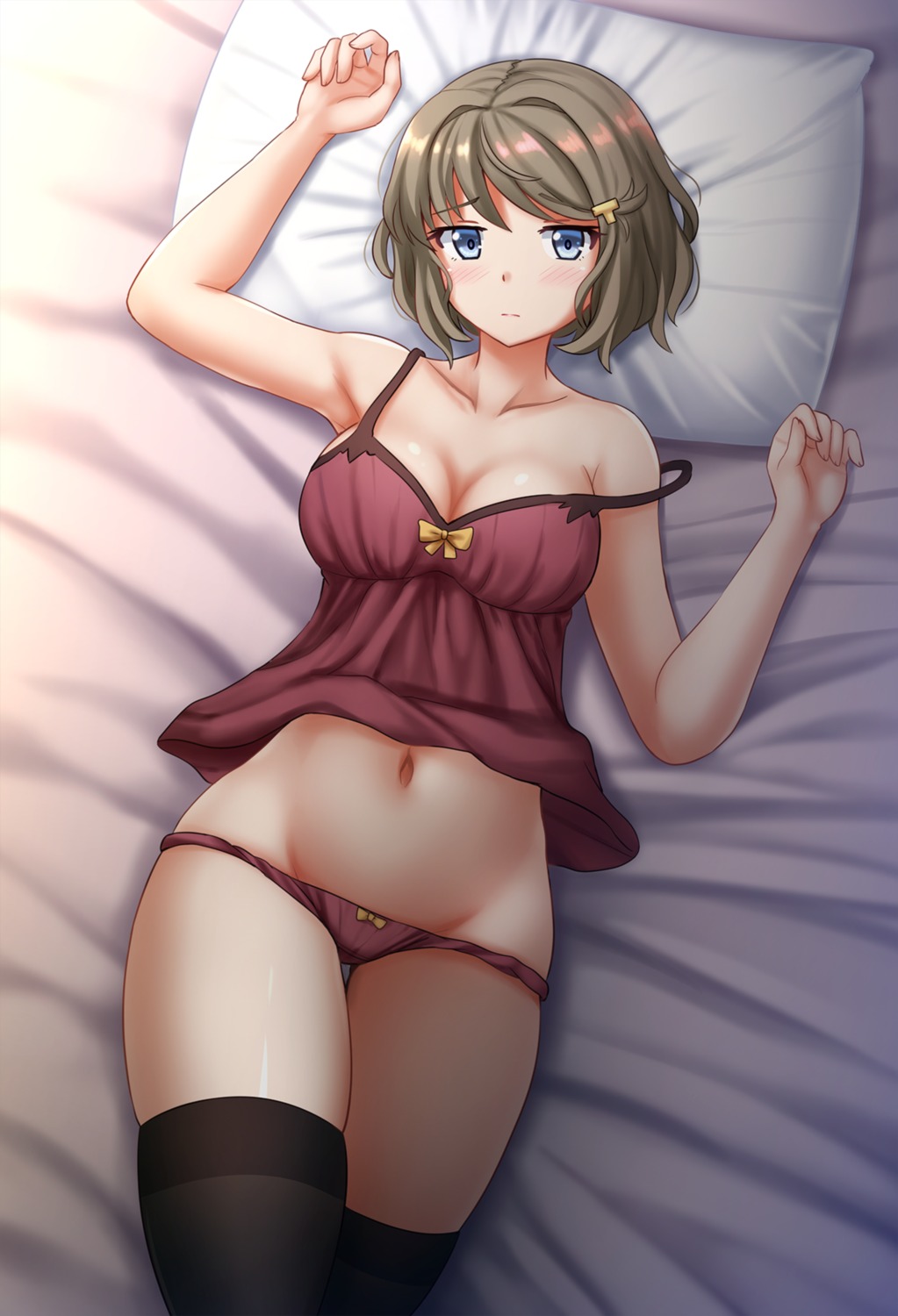 cleavage kazenokaze koga_tomoe lingerie pantsu panty_pull seishun_buta_yarou shirt_lift thighhighs