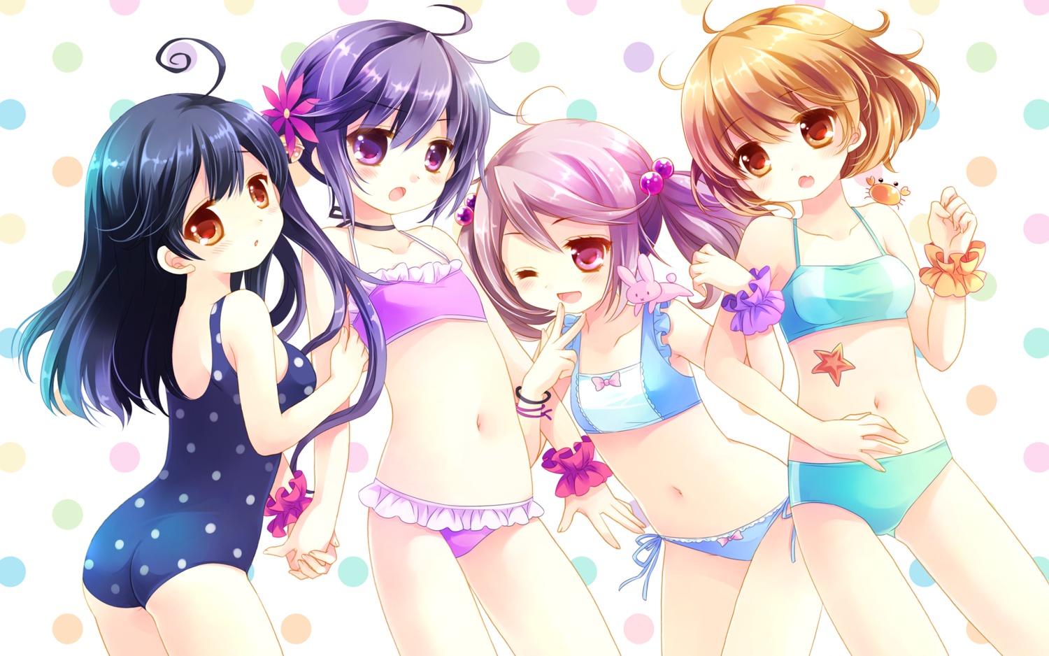 akebono_(kancolle) ass bikini kantai_collection oboro_(kancolle) sakurazawa_izumi sazanami_(kancolle) swimsuits ushio_(kancolle) wallpaper