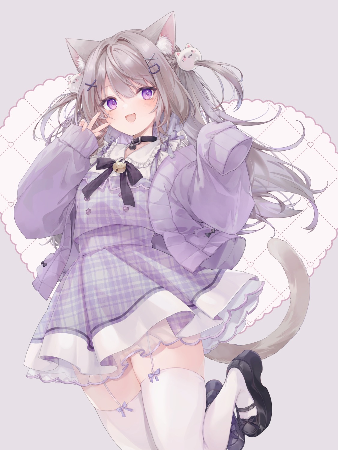 animal_ears dress indie_virtual_youtuber minaneko_mai nekomimi see_through stockings sweater tail thighhighs ukishizumi