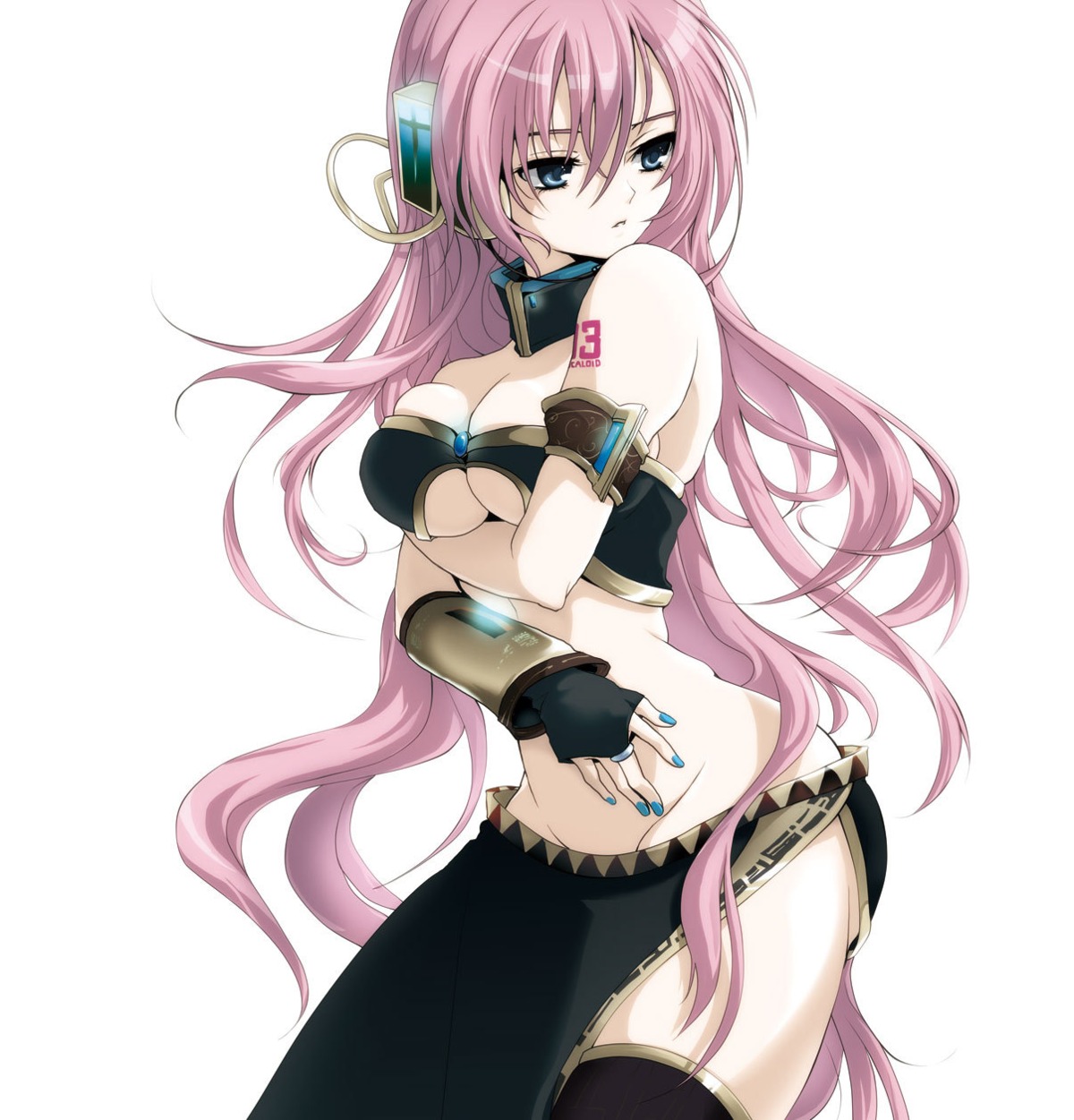 breast_hold cleavage megurine_luka miura_koriki nopan thighhighs vocaloid