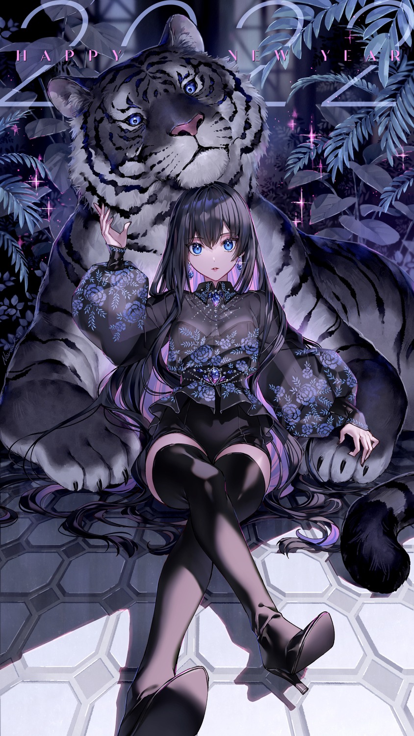 animal_ears cleavage heels nardack see_through thighhighs