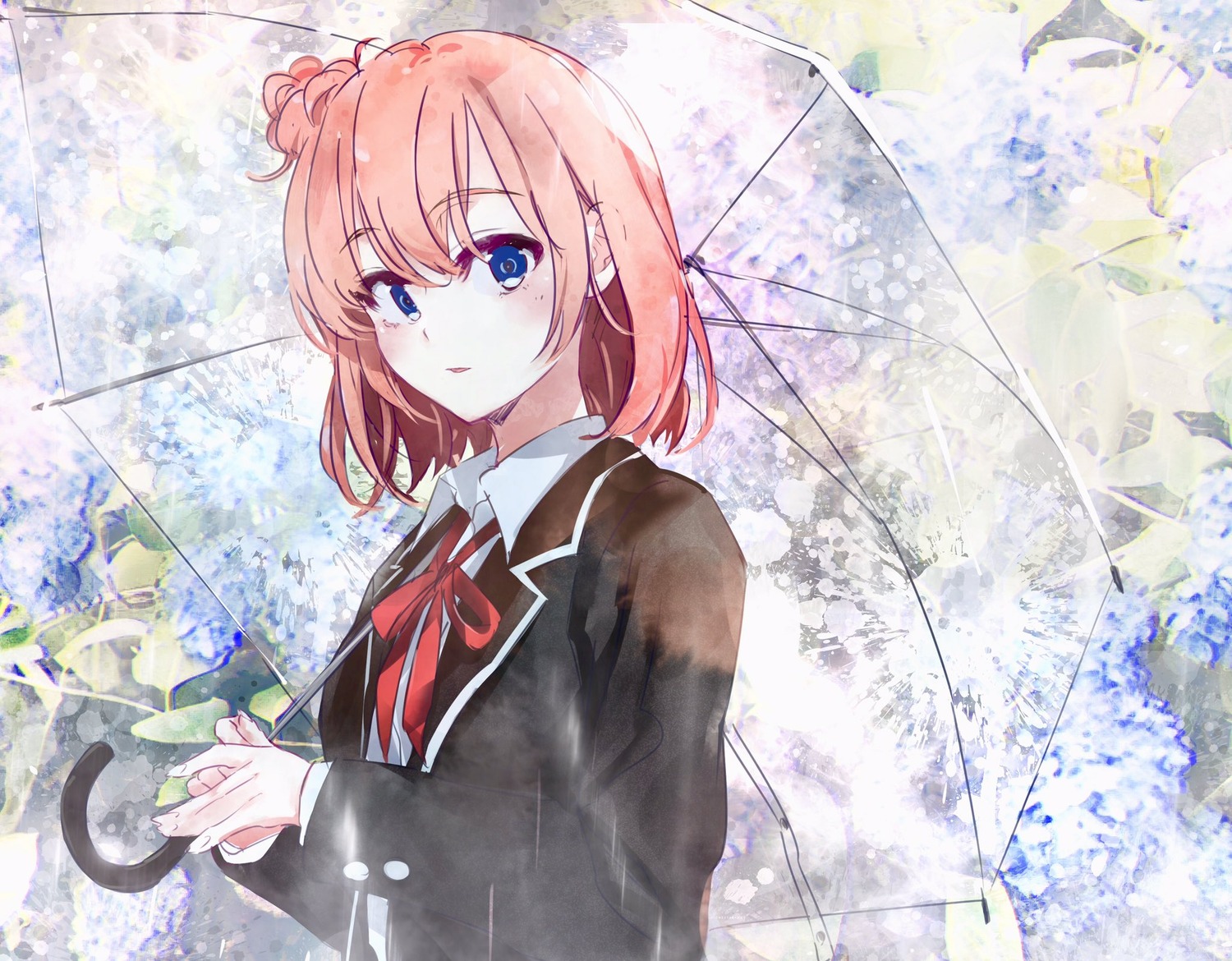 ponkan_8 seifuku umbrella yahari_ore_no_seishun_lovecome_wa_machigatteiru. yuigahama_yui