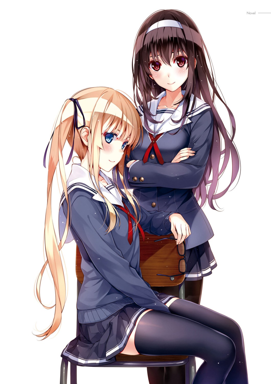 kasumigaoka_utaha misaki_kurehito possible_duplicate saenai_heroine_no_sodatekata sawamura_spencer_eriri seifuku thighhighs