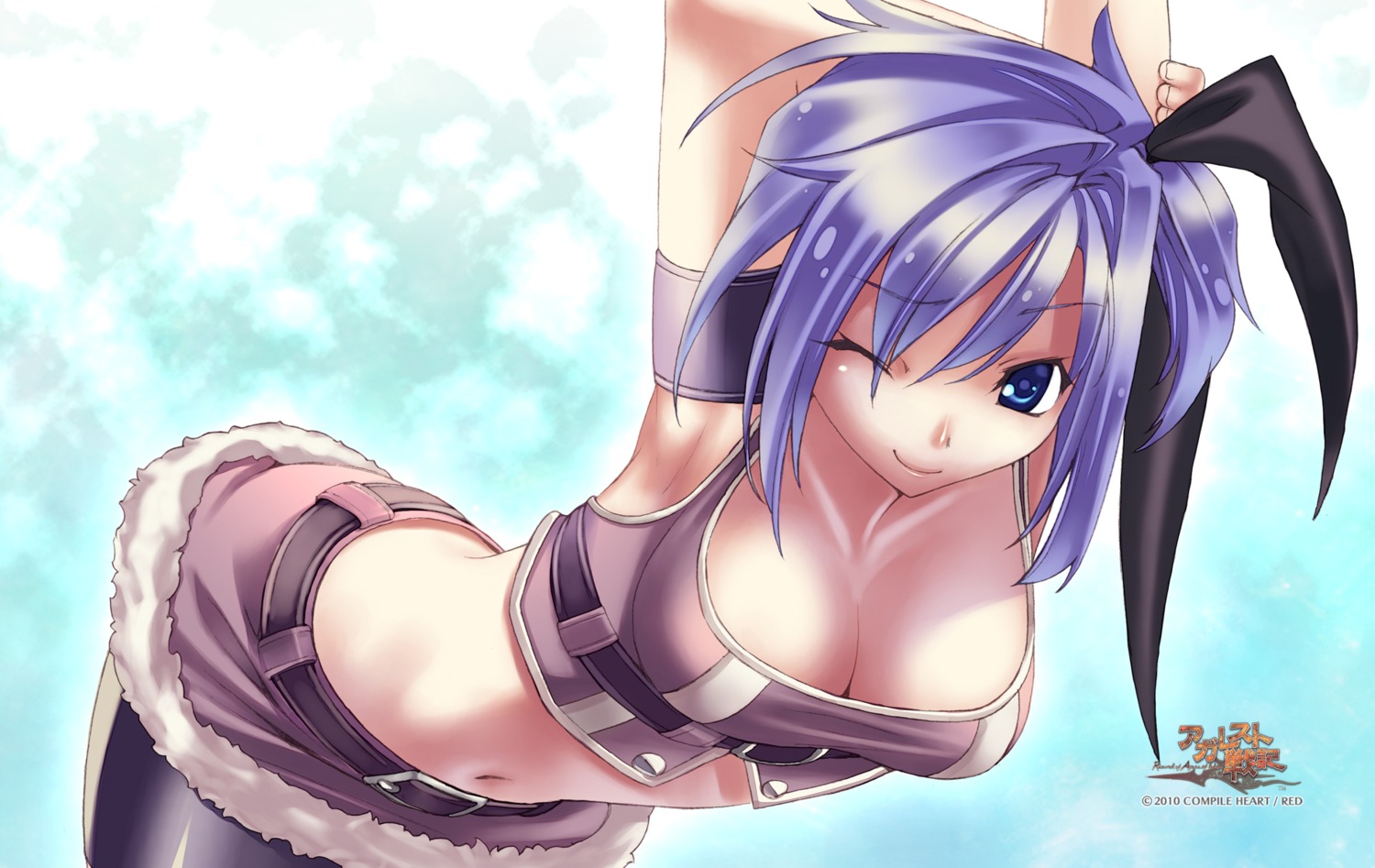 agarest_senki bike_shorts cleavage hirano_katsuyuki noah_(agarest_senki) wallpaper