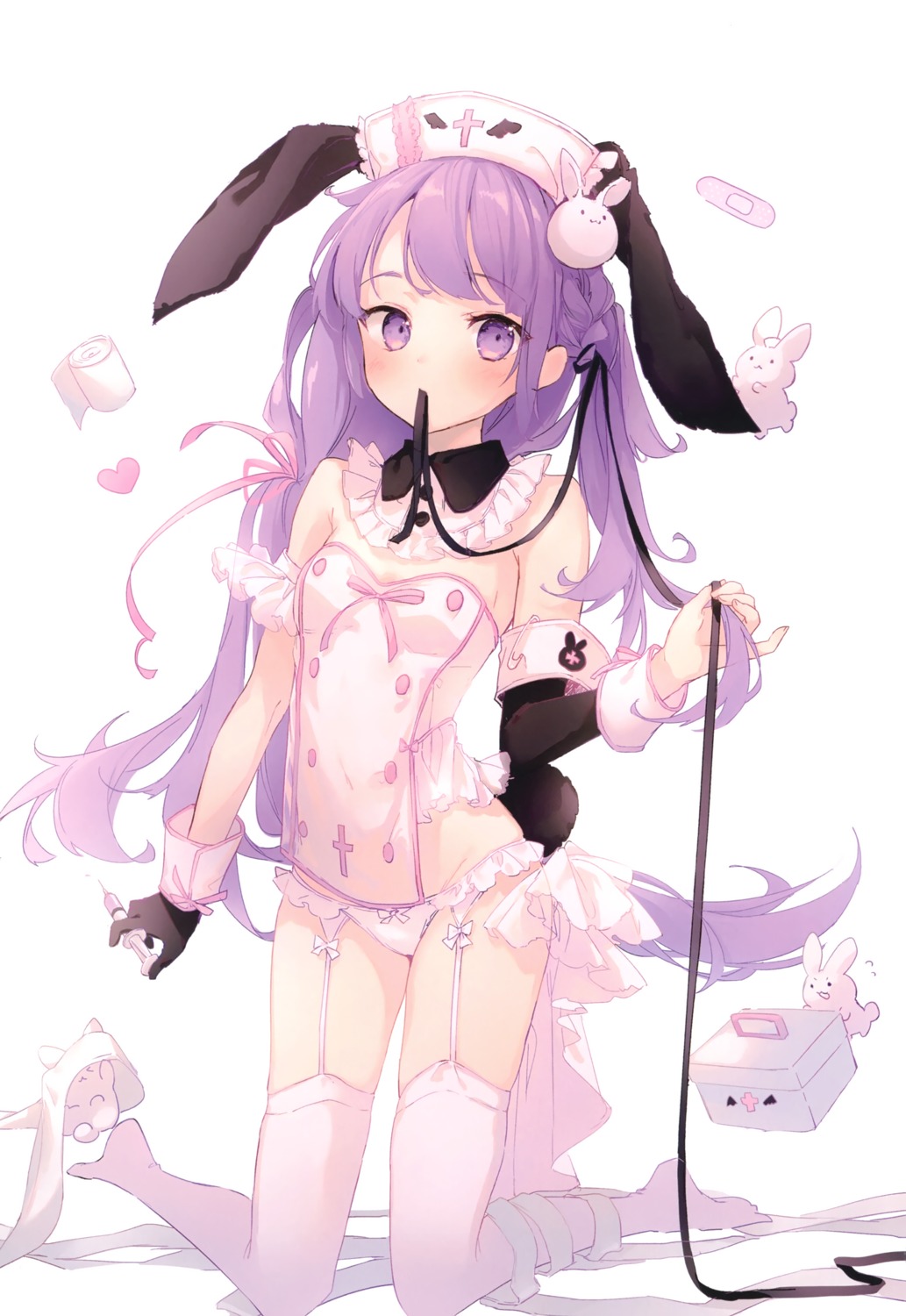 animal_ears bunny_ears lingerie nurse pantsu suzumori_uina tail thighhighs