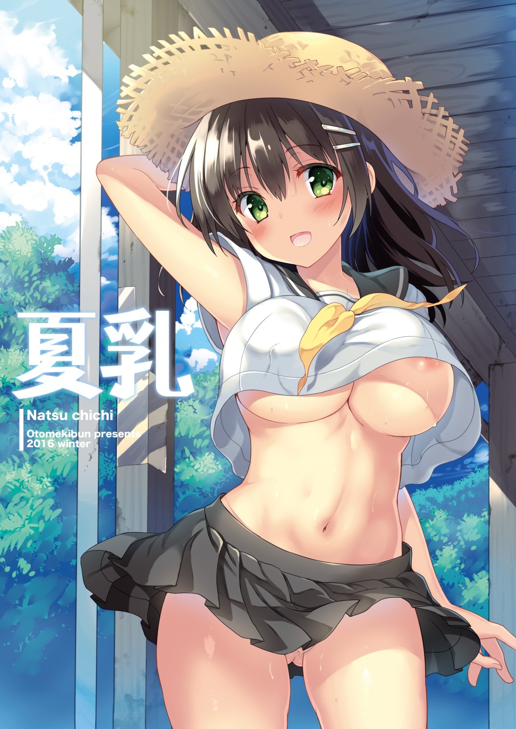 areola no_bra nopan otomekibun sansyoku_amido. seifuku shirt_lift skirt_lift