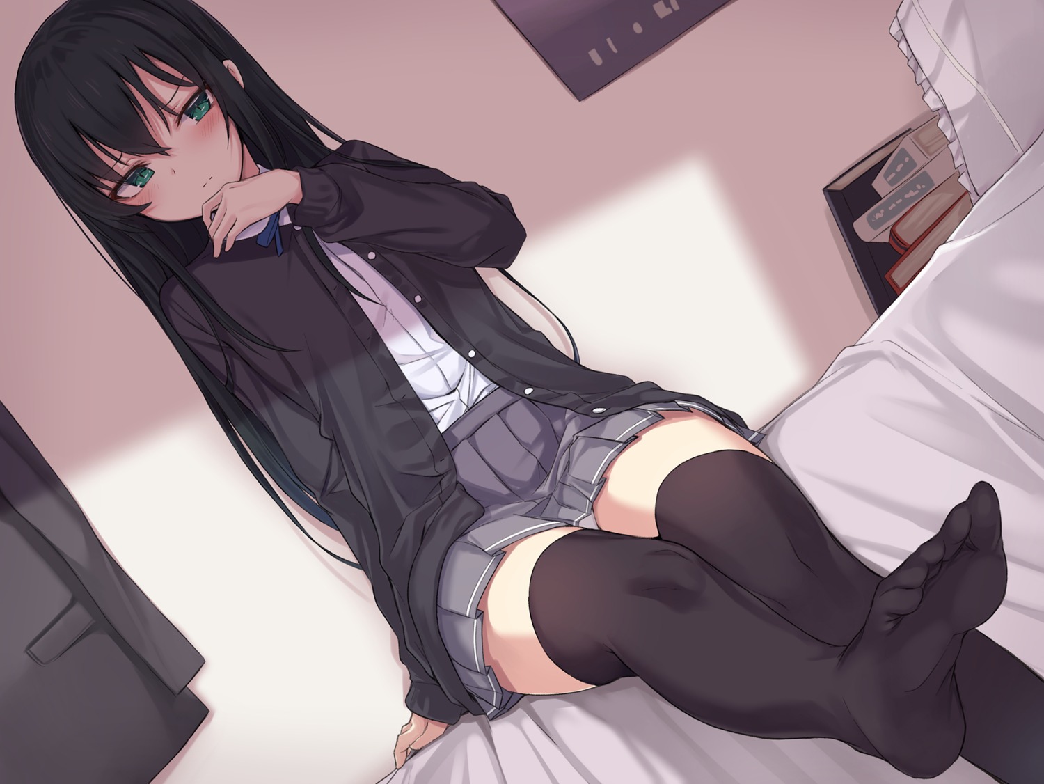 agehachou monobe_tsukuri pantsu seifuku sweater thighhighs