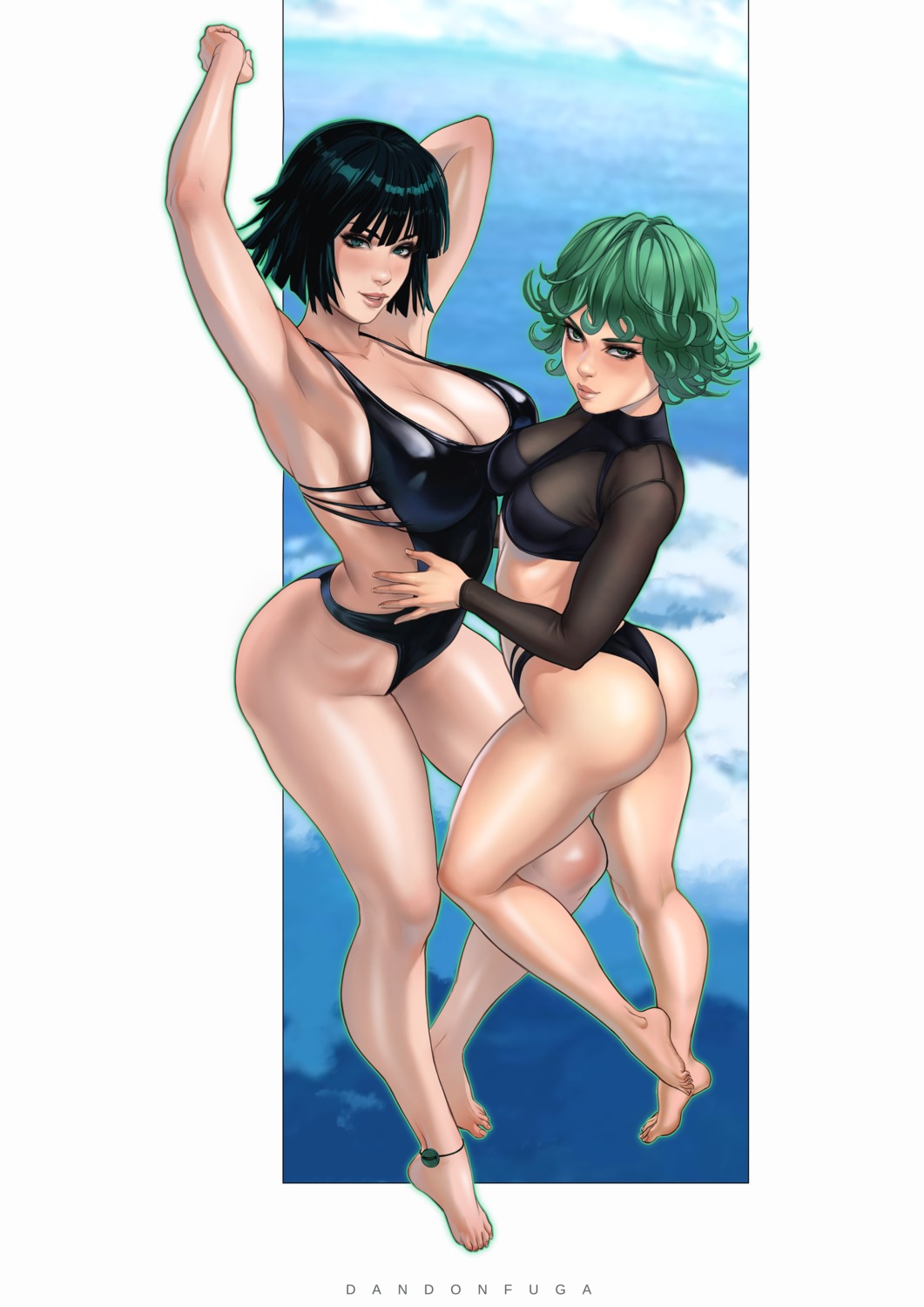 ass bikini dandon_fuga fubuki_(one_punch_man) one_punch_man see_through swimsuits tatsumaki_(one_punch_man) thong