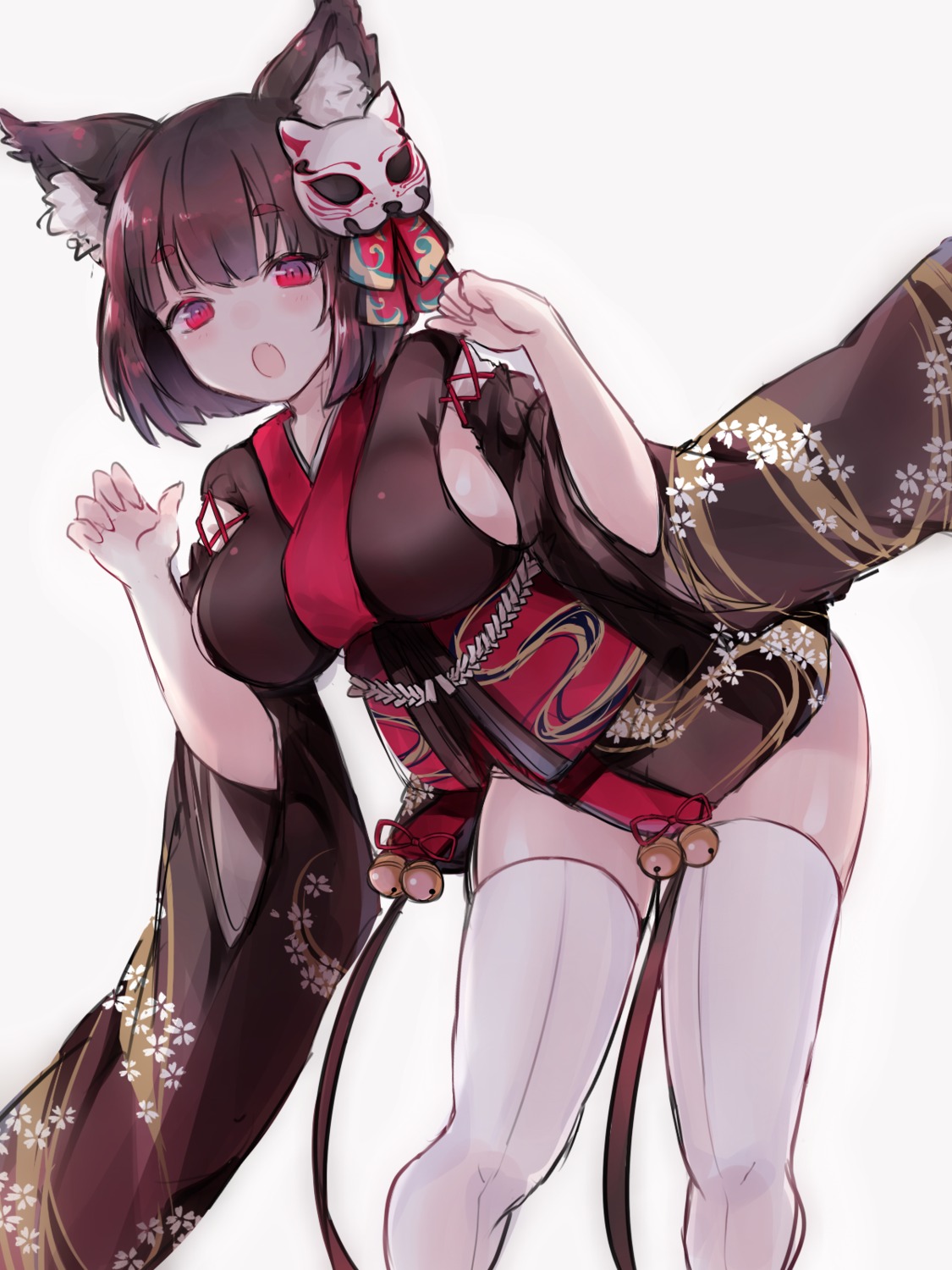 animal_ears azur_lane imamiya_pinoko japanese_clothes thighhighs yamashiro_(azur_lane)