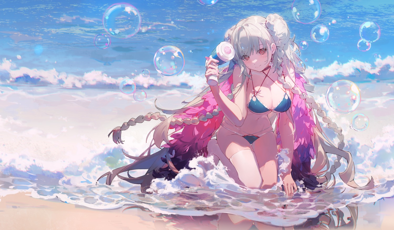 azur_lane bikini formidable_(azur_lane) kaeeeee swimsuits thighhighs wet