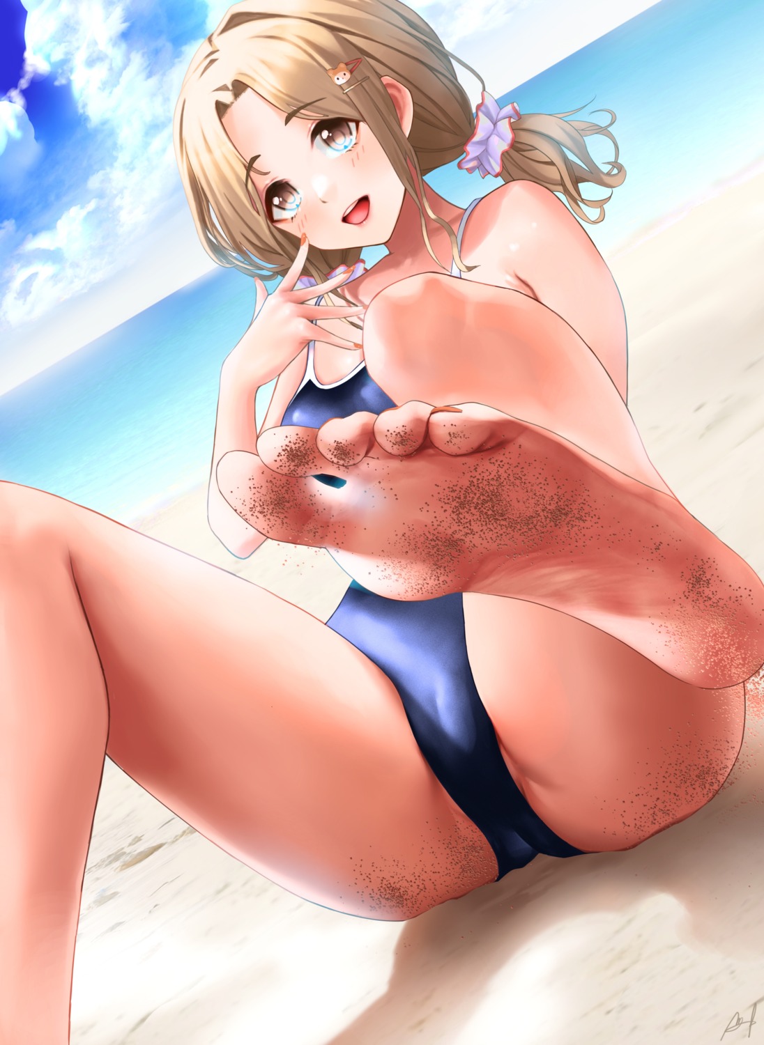 cameltoe feet ichikawa_hinana kos-owl school_swimsuit swimsuits the_idolm@ster the_idolm@ster_shiny_colors