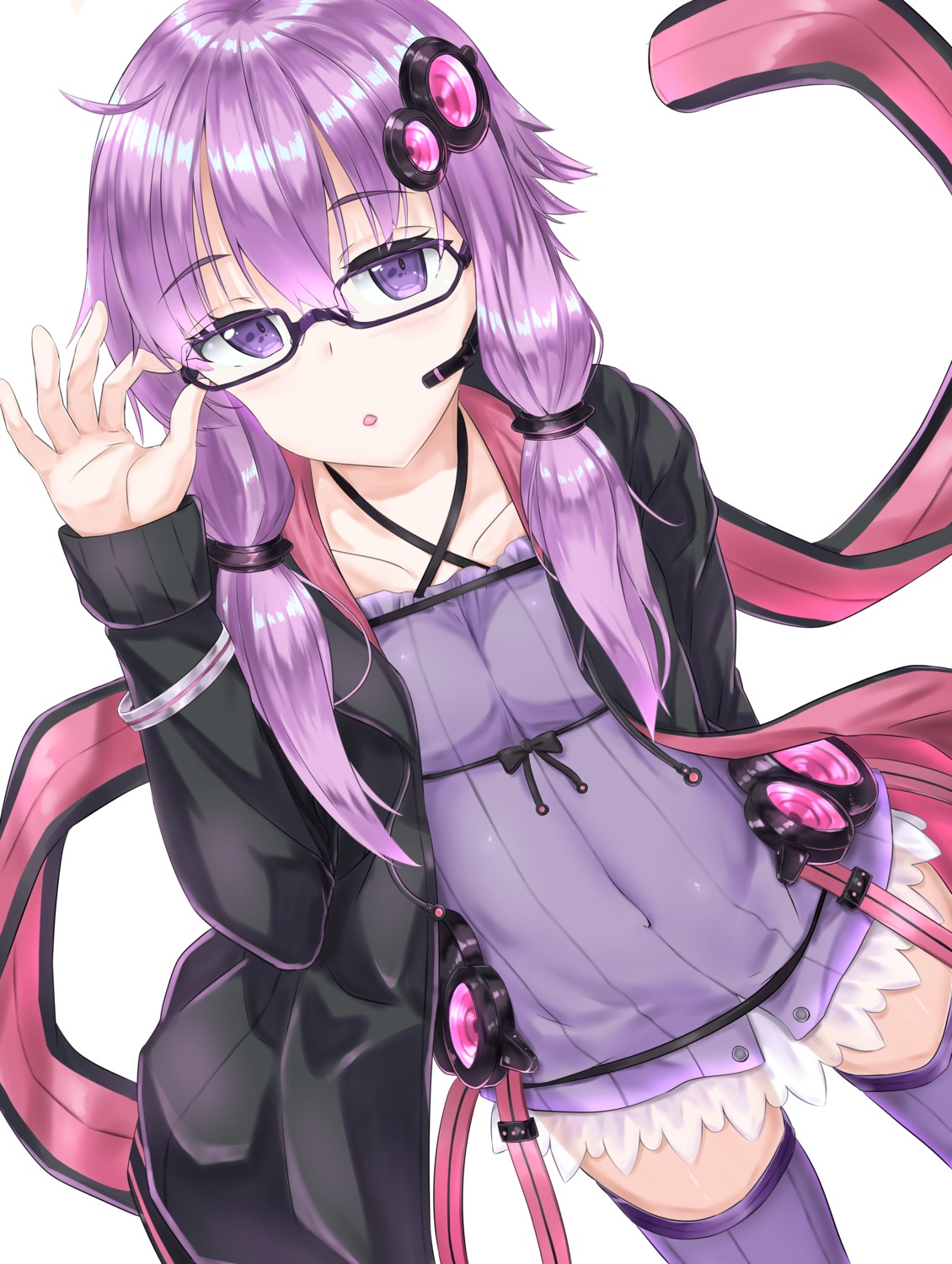 megane see_through takechii thighhighs vocaloid yuzuki_yukari