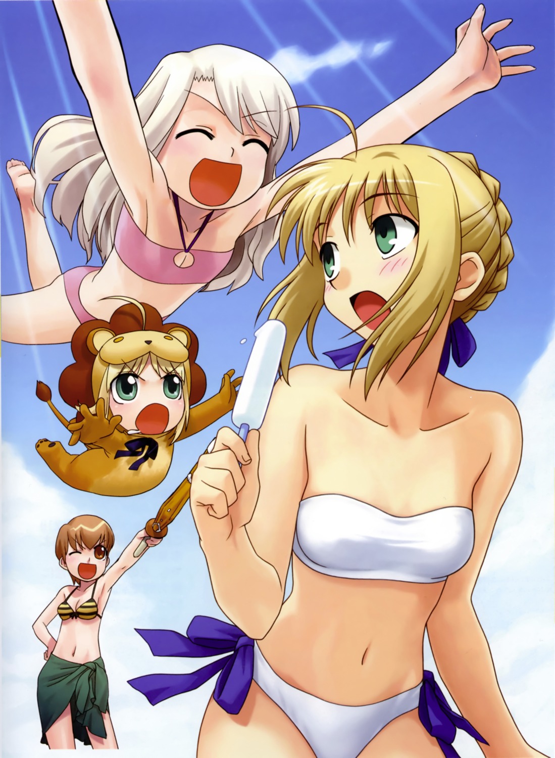 bikini fate/stay_night fujimura_taiga higurashi_ryuuji hirai_yukio illyasviel_von_einzbern saber swimsuits