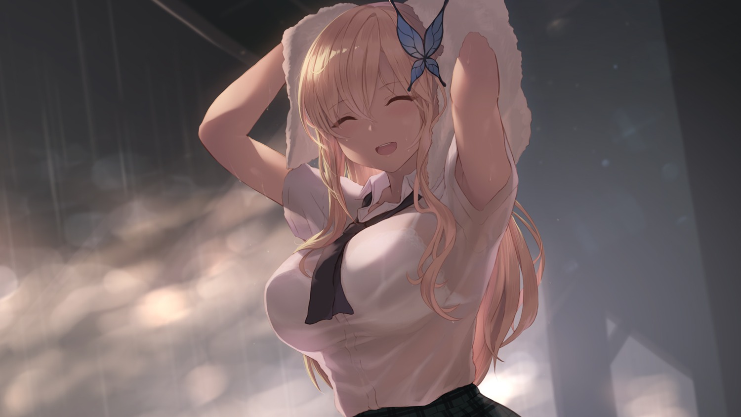 boku_wa_tomodachi_ga_sukunai bra cait kashiwazaki_sena see_through seifuku wallpaper wet wet_clothes