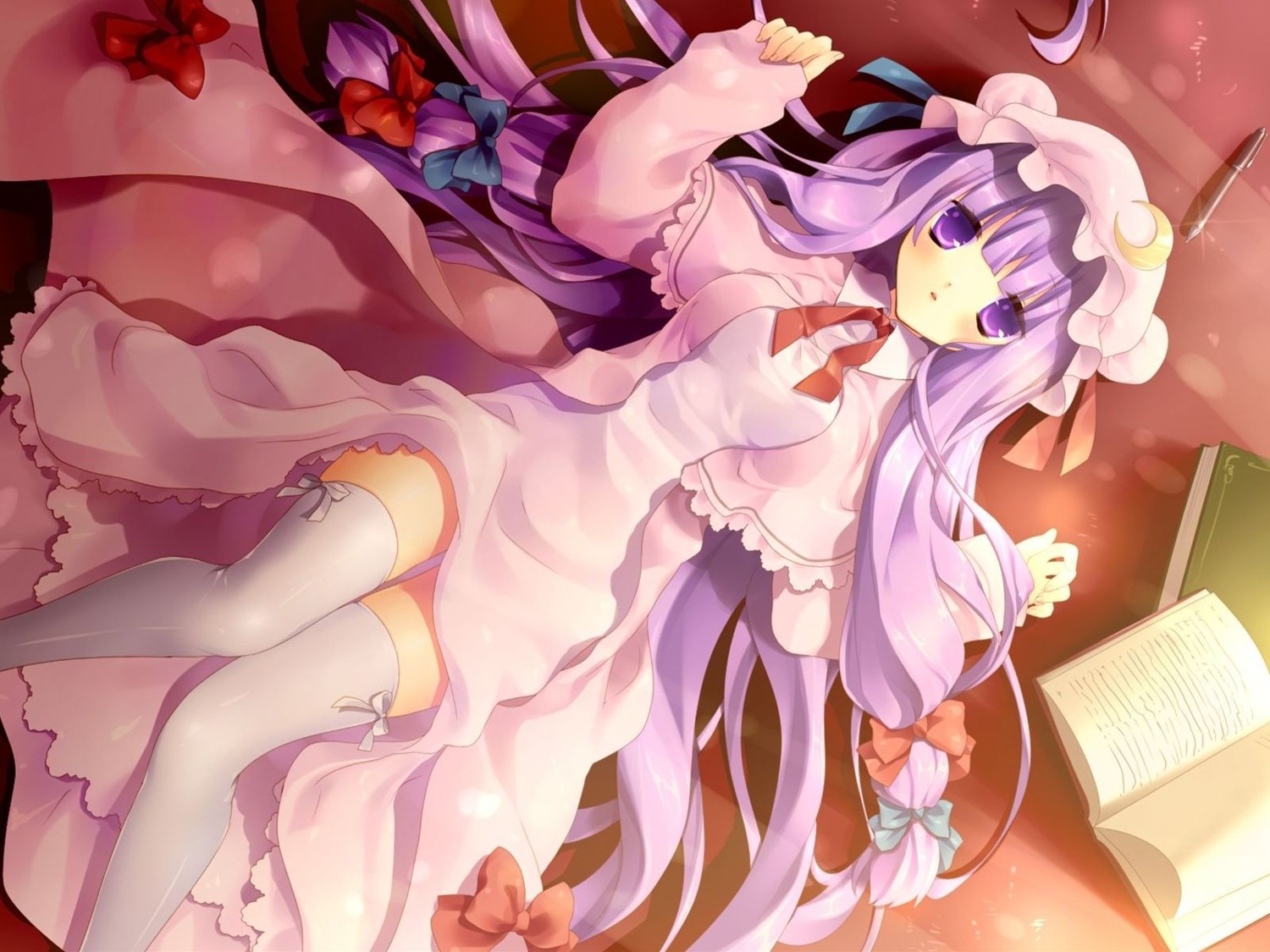 jpeg_artifacts patchouli_knowledge tagme thighhighs touhou wallpaper