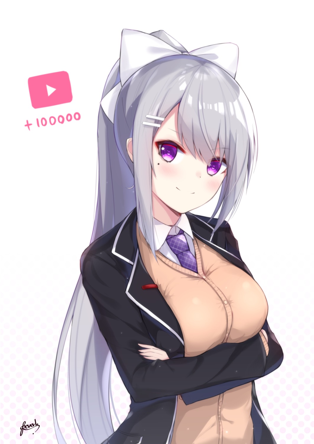 bee_doushi breast_hold higuchi_kaede nijisanji seifuku sweater