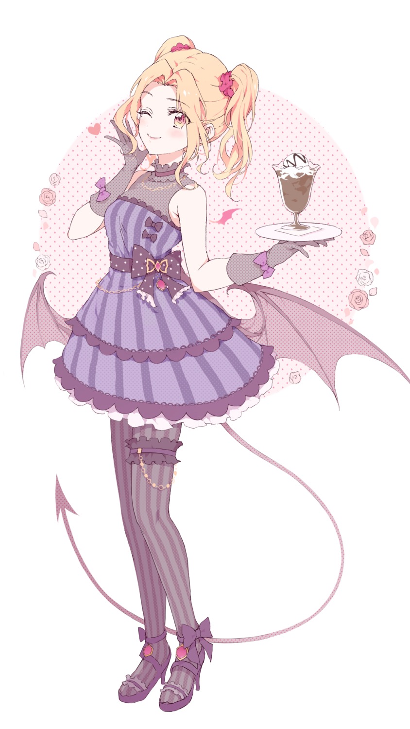 aikatsu! daichi_nono devil dress fishnets garter heels lolita_fashion nagahara pantyhose see_through tail wings