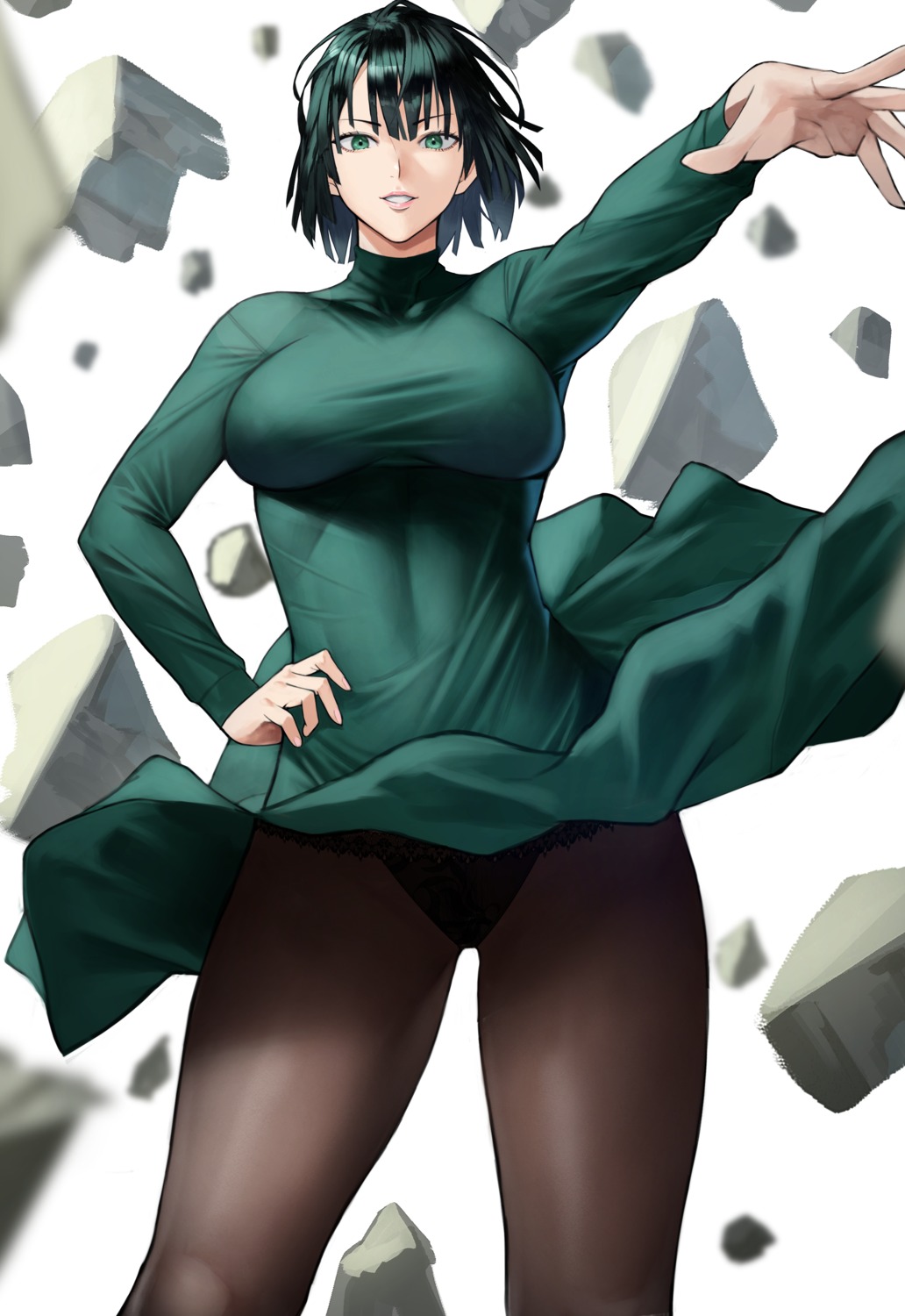 dress fubuki_(one_punch_man) one_punch_man pantsu pantyhose skirt_lift thong yoshio_(55level)