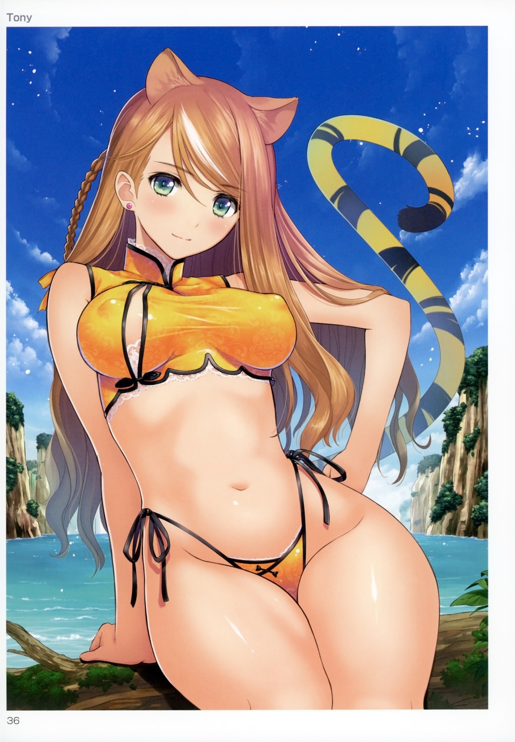 animal_ears bikini erect_nipples swimsuits tail tony_taka