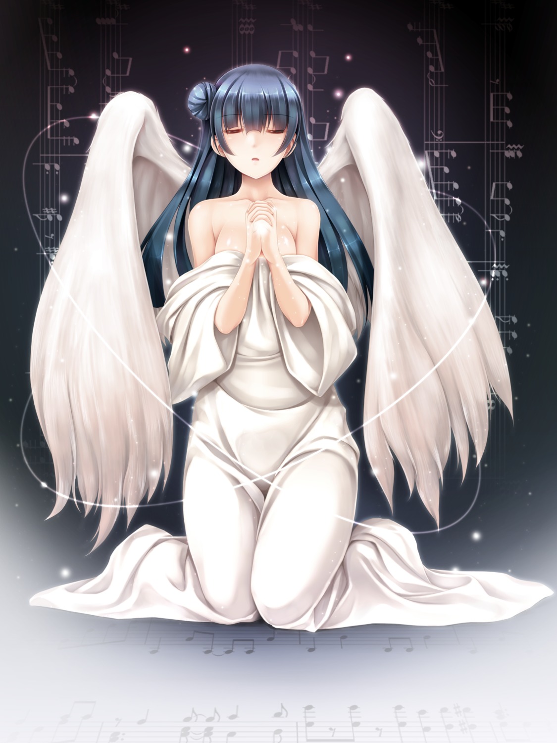 dress kamishiro_mai_(capti-no) love_live!_sunshine!! no_bra open_shirt tsushima_yoshiko wings