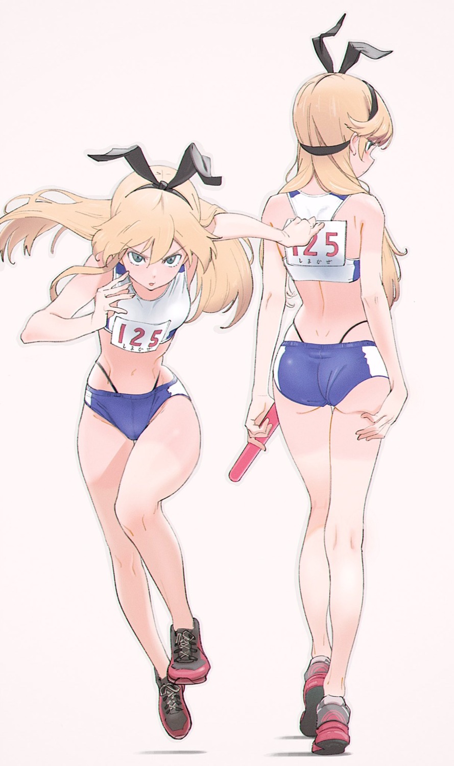 animal_ears ass bunny_ears buruma gym_uniform kantai_collection pantsu saitama_(antitankromeo) shimakaze_(kancolle)