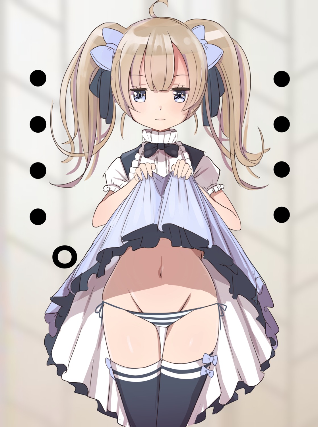 loli maid pantsu papion shimapan skirt_lift string_panties thighhighs