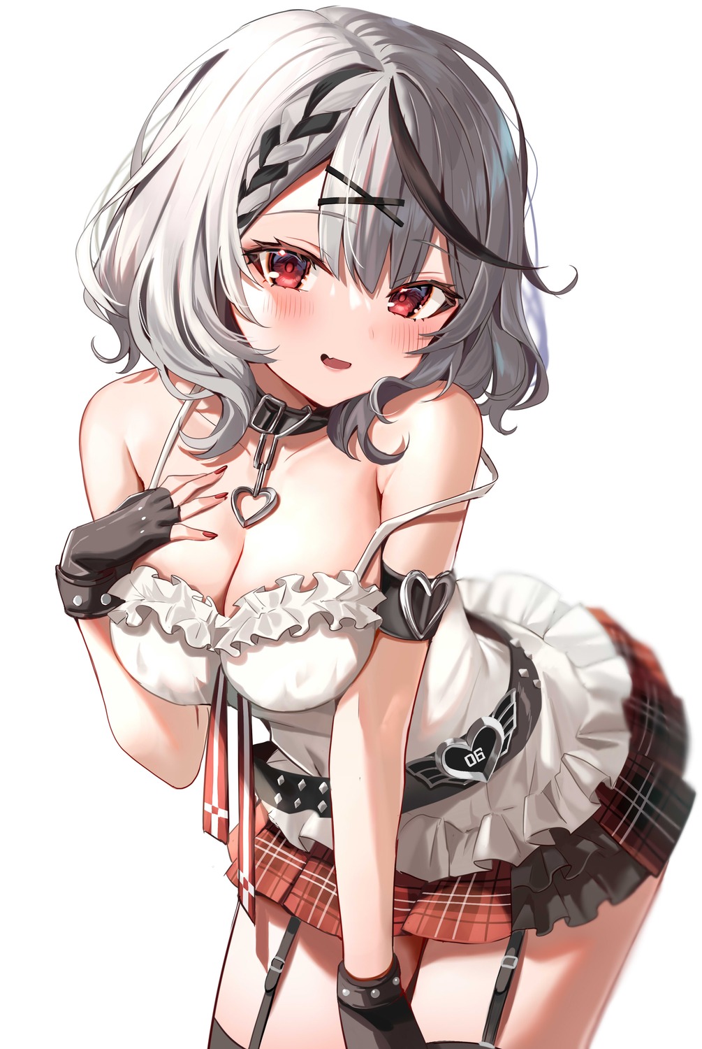 cleavage hololive no_bra sakamata_chloe satoupote stockings thighhighs