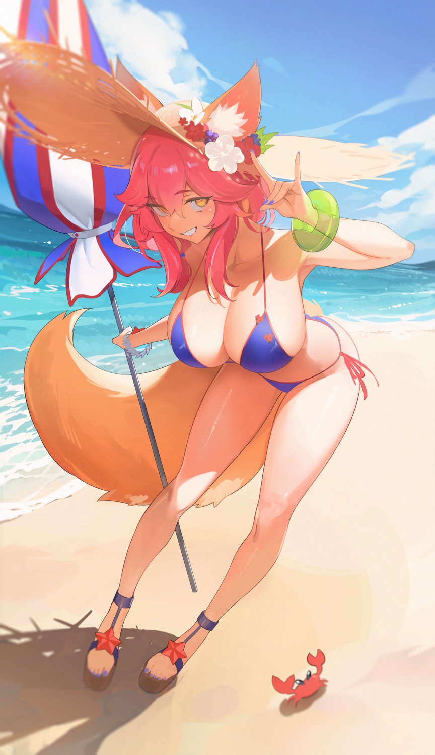 animal_ears bikini fate/grand_order kitsune milim_nova swimsuits tail tamamo_no_mae