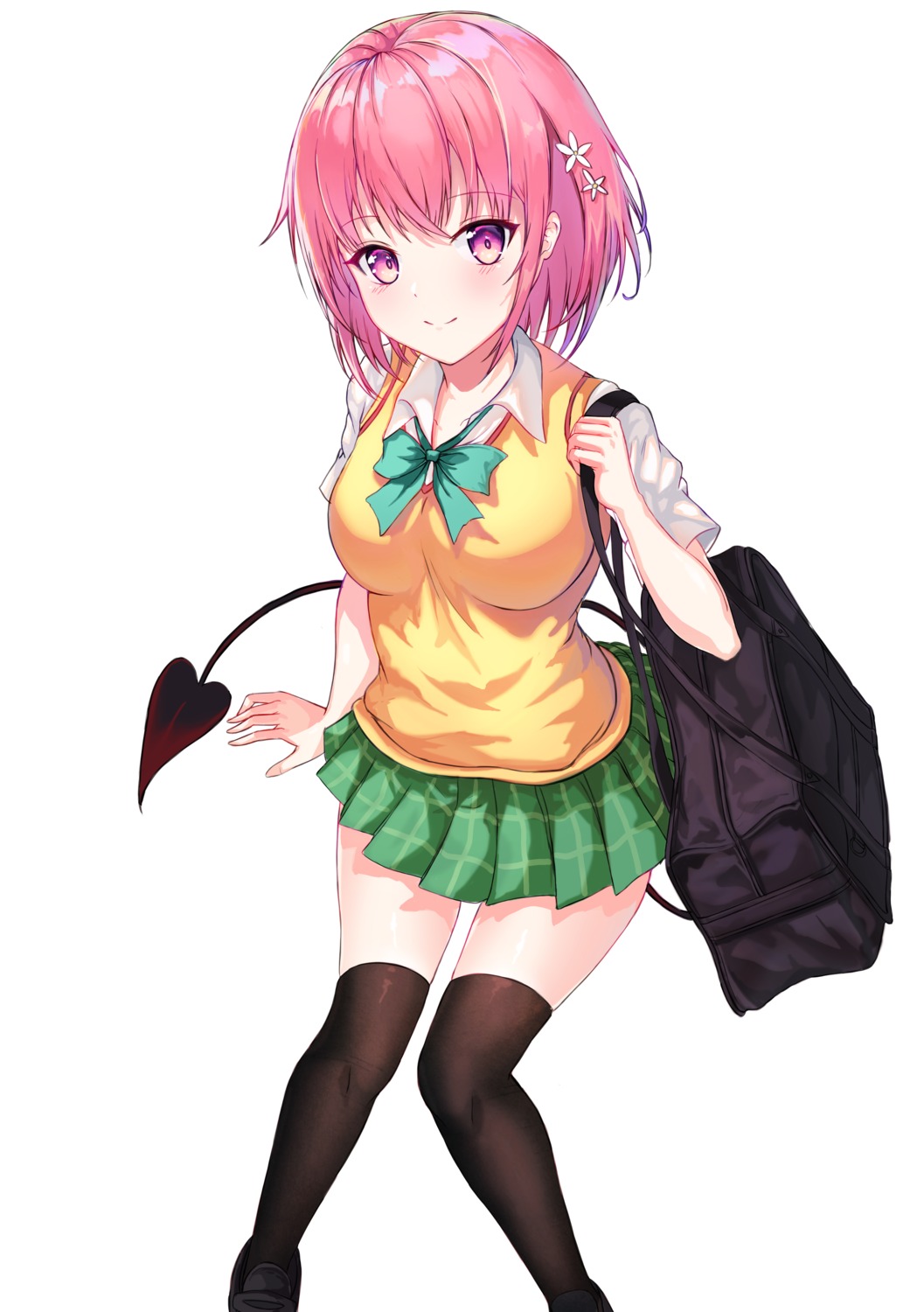 momo_velia_deviluke neon_(hhs9444) seifuku skirt_lift sweater tail thighhighs to_love_ru