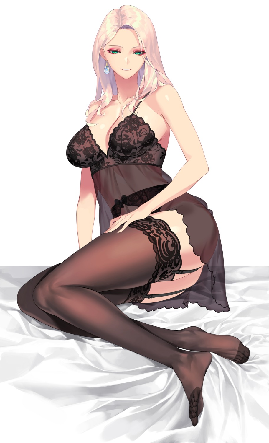 cleavage ekid_0 garter_belt lingerie nopan see_through stockings thighhighs