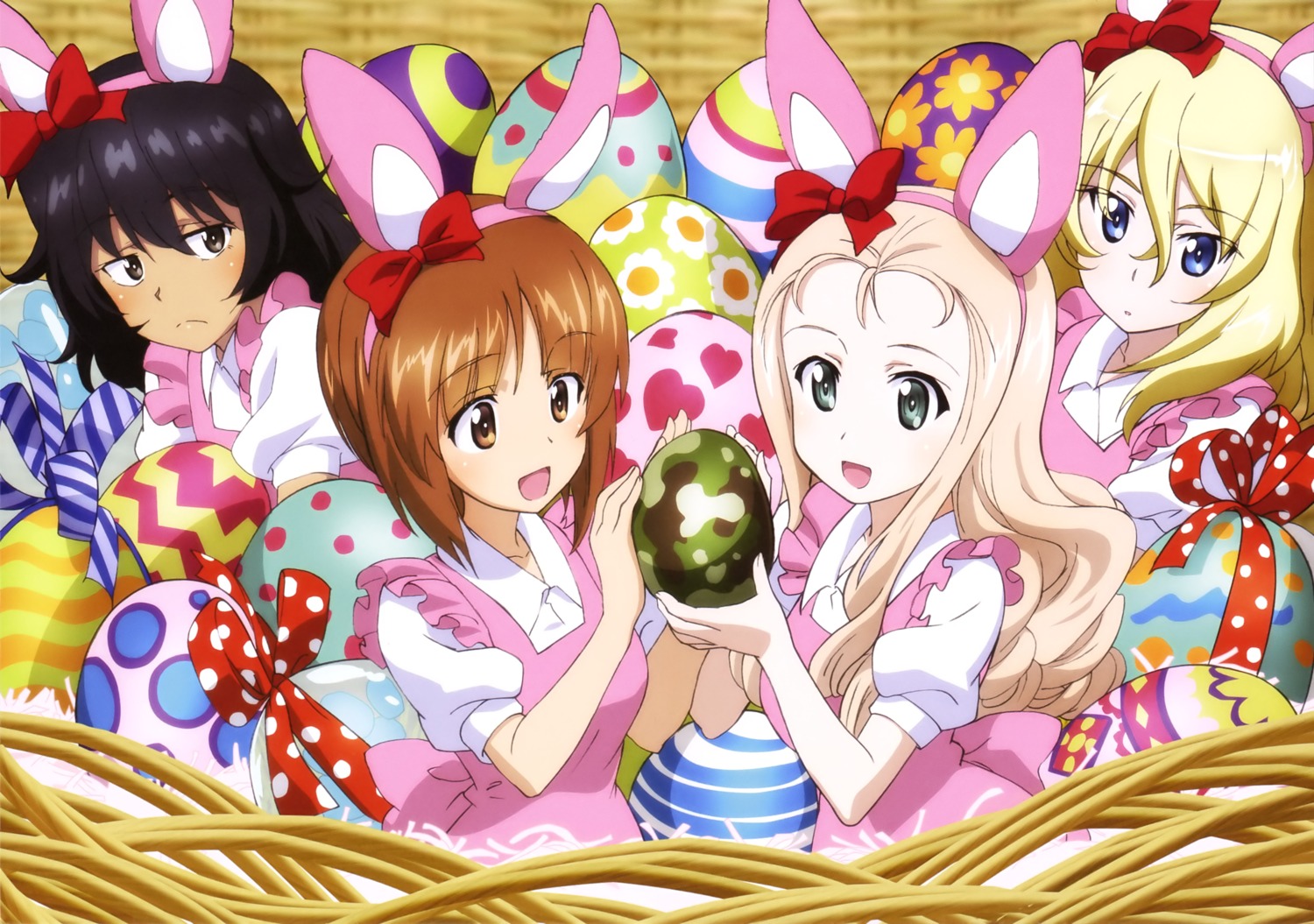 andou_rena animal_ears bunny_ears dress girls_und_panzer marie_(girls_und_panzer) nishizumi_miho oshida_ruka