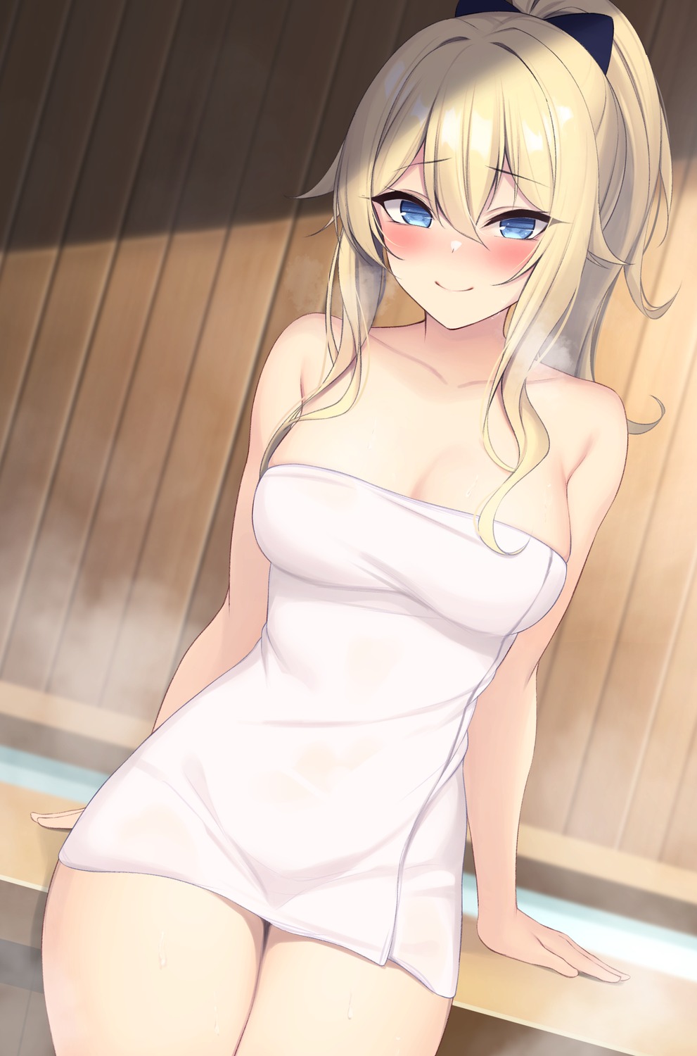 genshin_impact hanpenmaru jean_(genshin_impact) naked towel