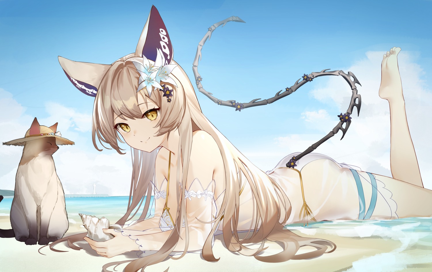 animal_ears bikini dress neko see_through swimsuits tail wazd0183