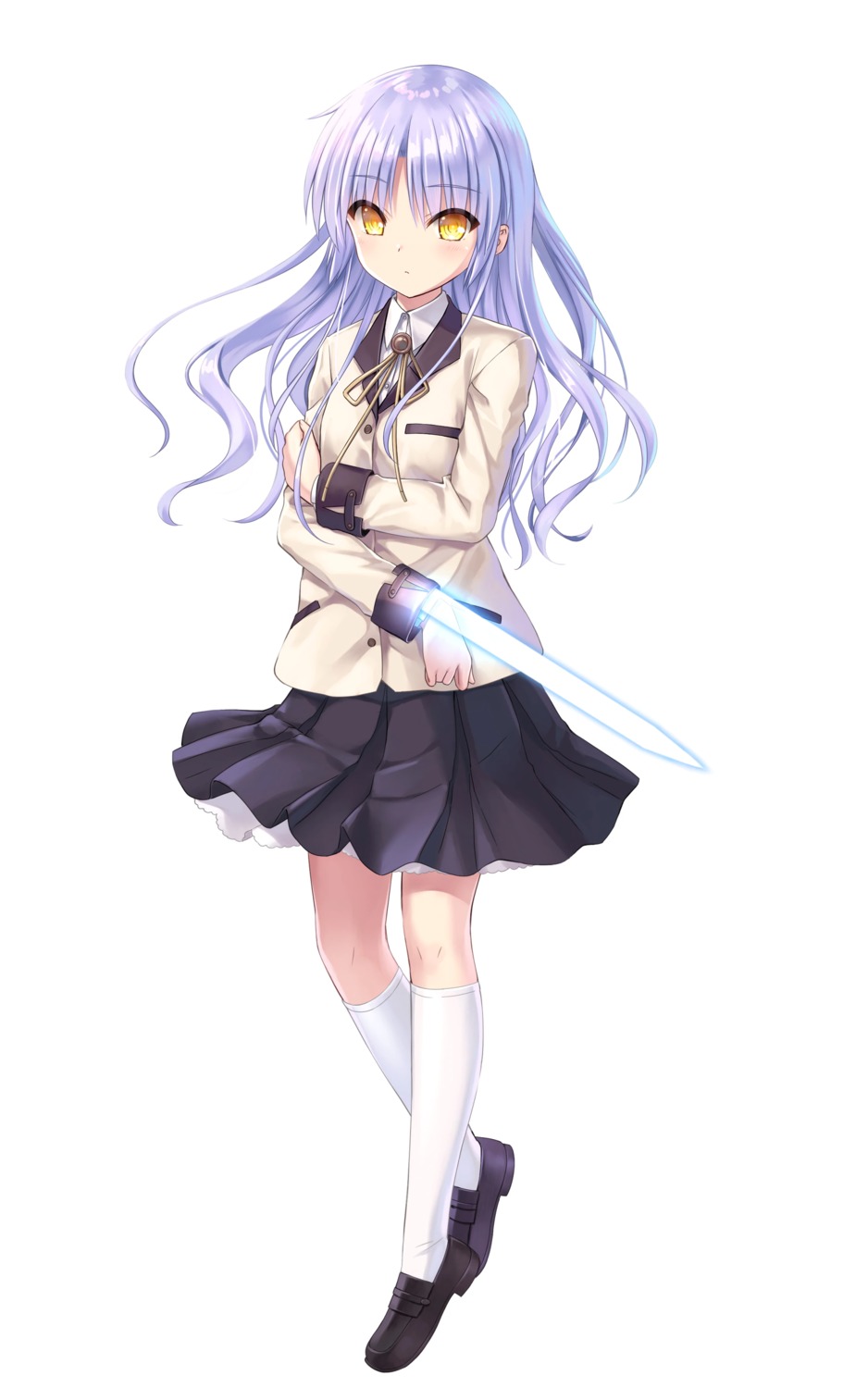 angel_beats! key na-ga seifuku skirt_lift tachibana_kanade weapon