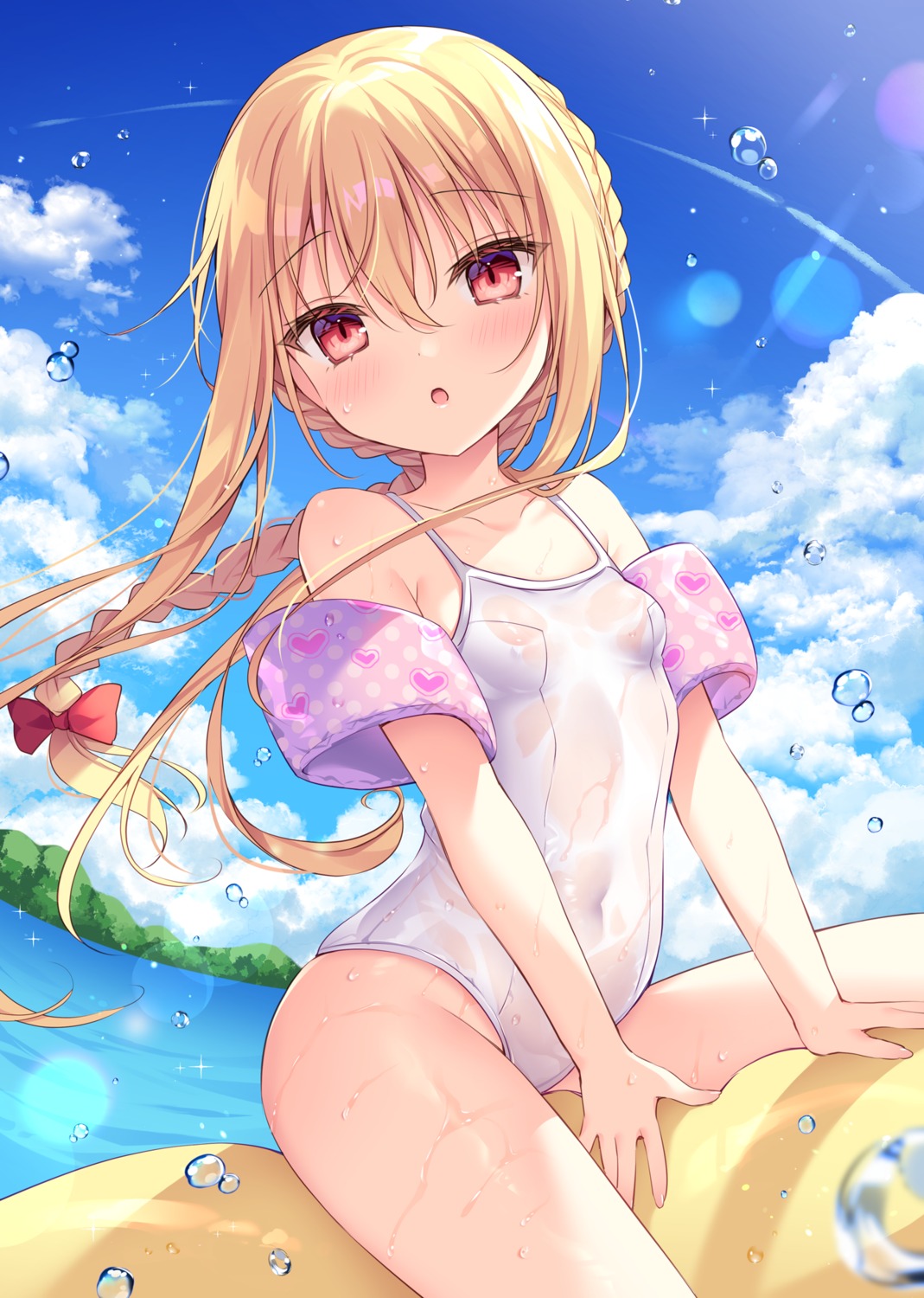 loli luri_tear school_swimsuit see_through shikitani_asuka swimsuits wet wet_clothes