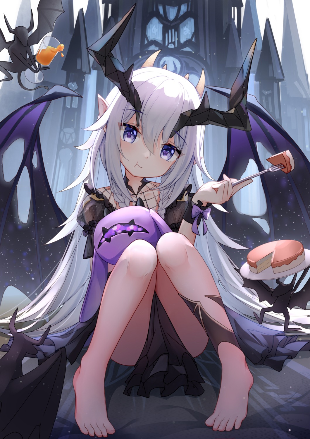 feet horns pointy_ears qianze_chia skirt_lift wings