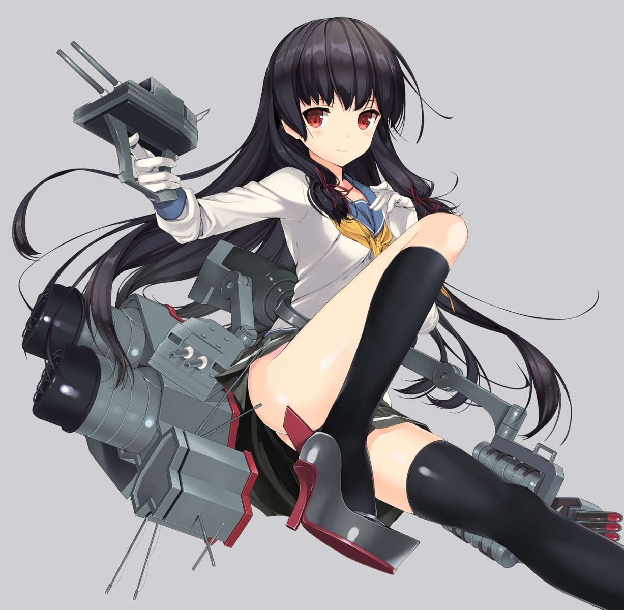 heels isokaze_(kancolle) kantai_collection naruse_hirofumi seifuku thighhighs weapon