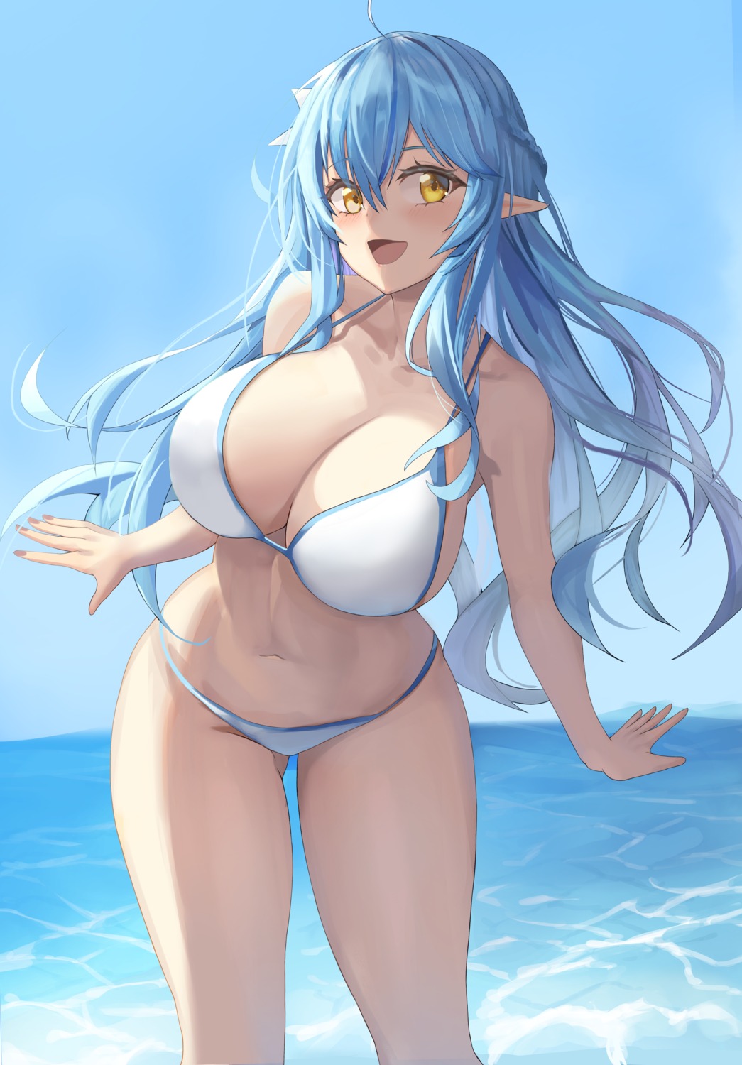 bikini elf hololive lkdv pointy_ears swimsuits yukihana_lamy