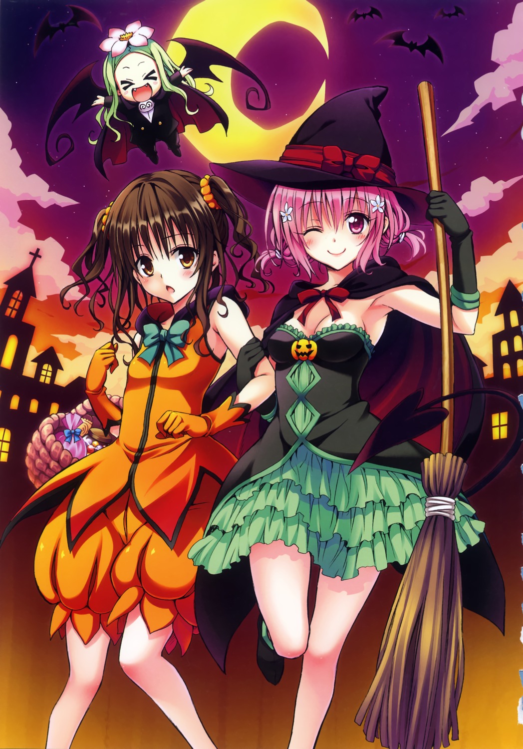 bloomers celine cleavage halloween momo_velia_deviluke tail to_love_ru wings witch yabuki_kentarou yuuki_mikan