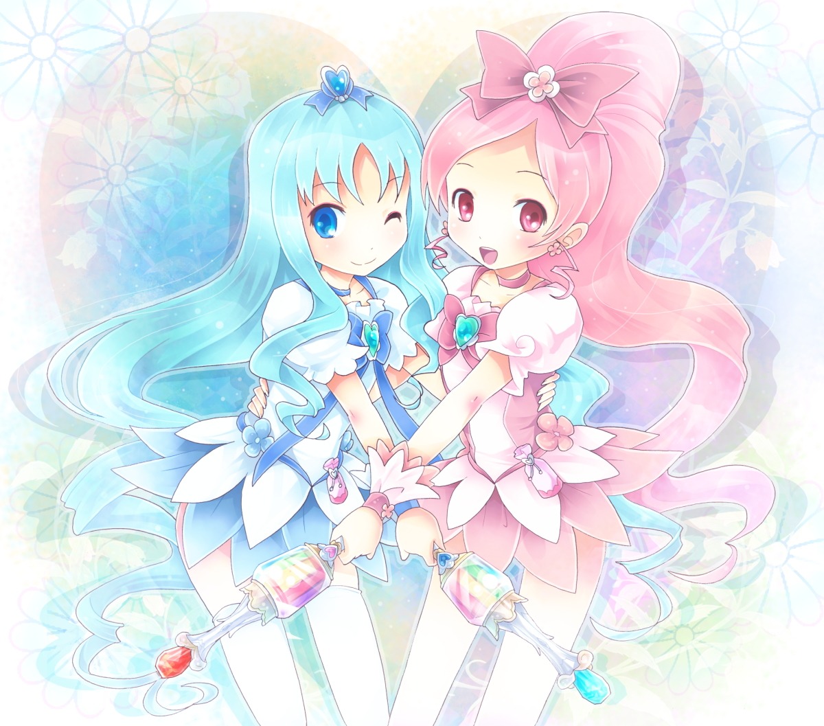 hanasaki_tsubomi heartcatch_precure! kurumi_erika michii_yuuki precure thighhighs