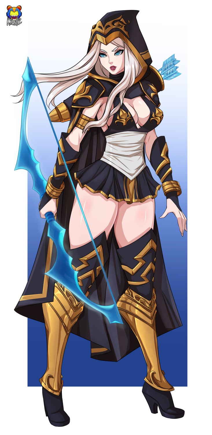 armor cleavage heels no_bra tagme weapon