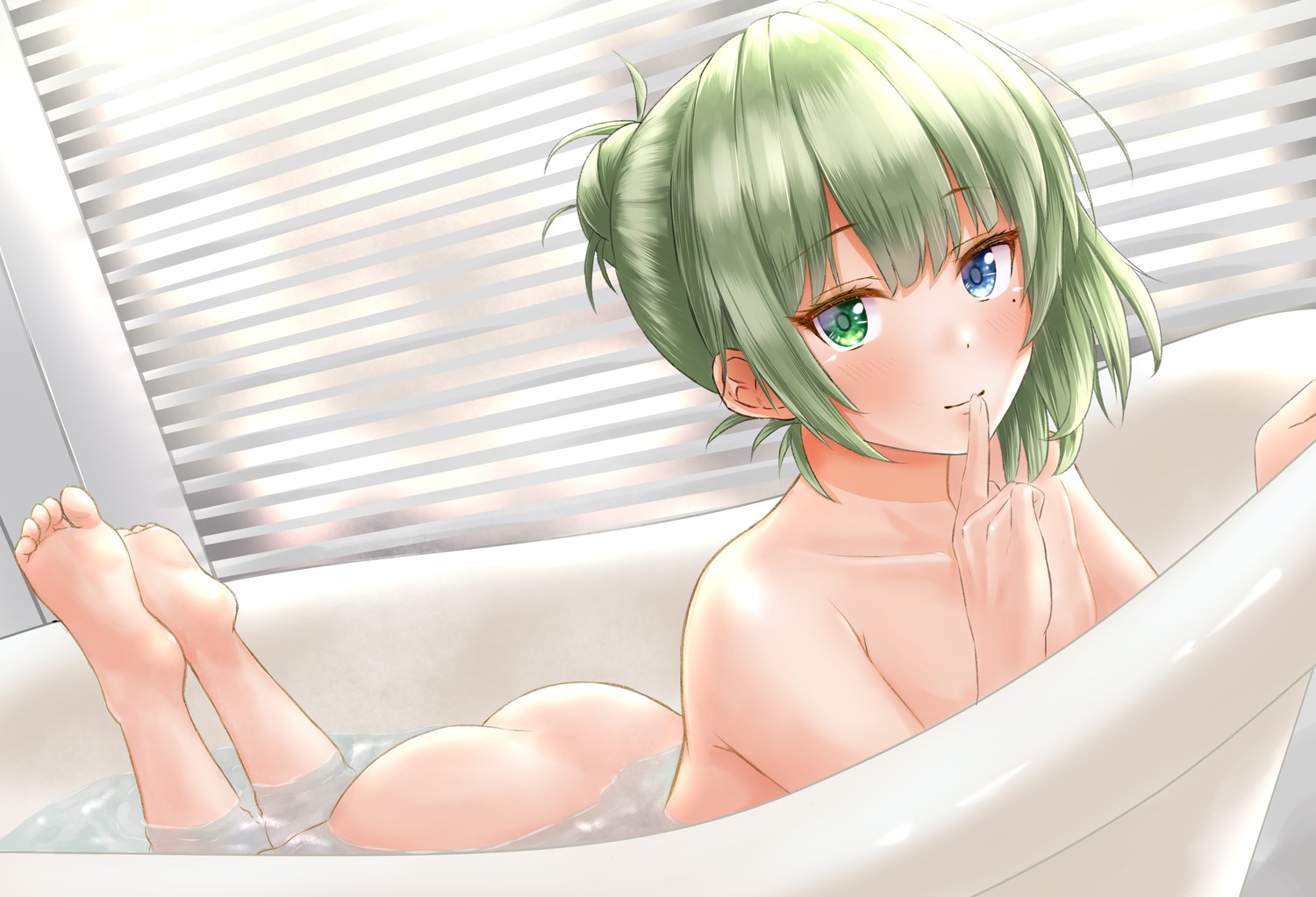 ass bathing ca_paria heterochromia naked takagaki_kaede the_idolm@ster the_idolm@ster_cinderella_girls wet