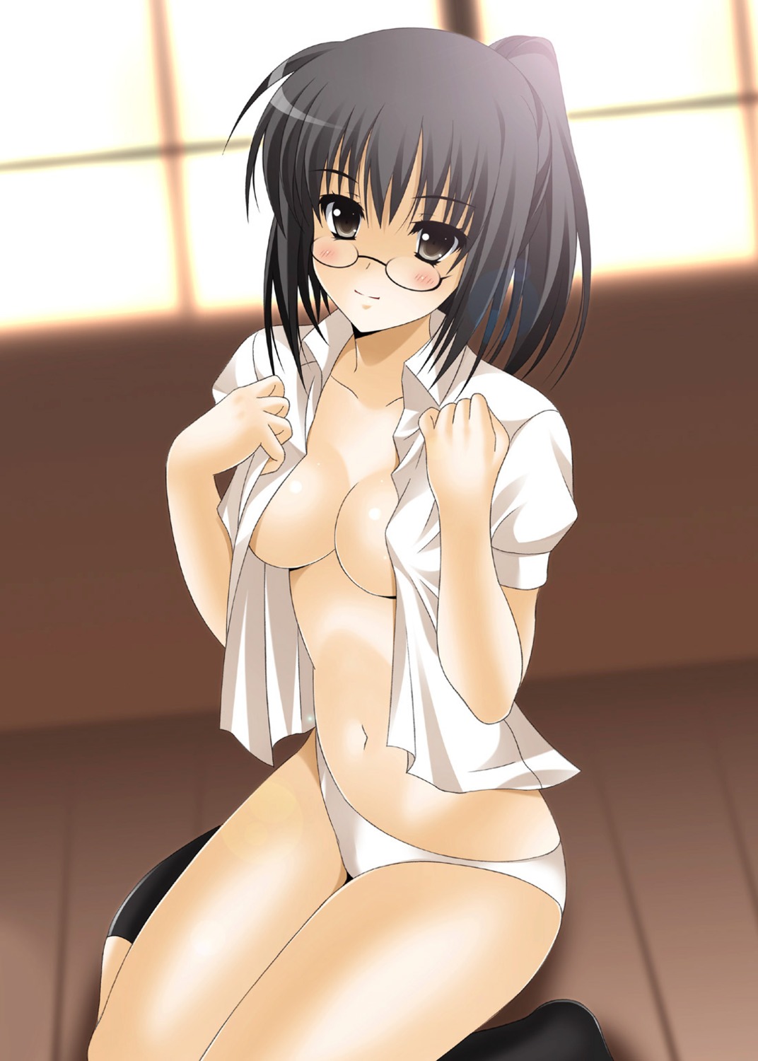 boku_wa_tomodachi_ga_sukunai cleavage megane no_bra oda_kenichi open_shirt pantsu shiguma_rika