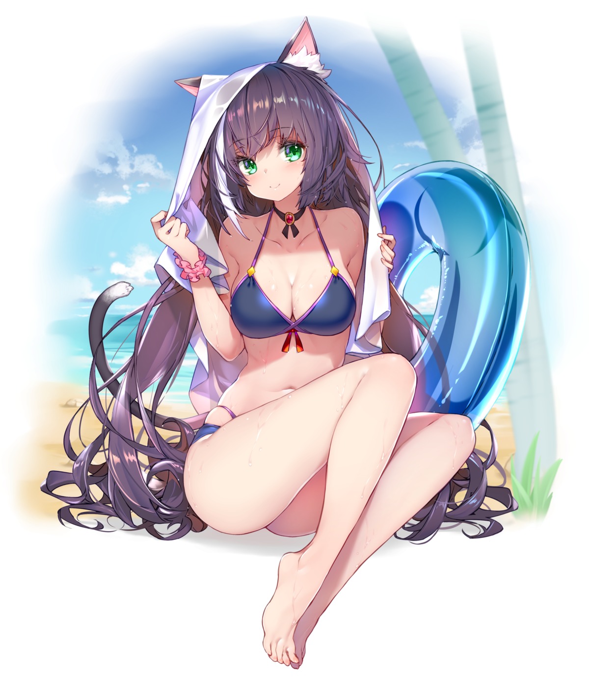 animal_ears bikini hong_(white_spider) karyl_(princess_connect) nekomimi princess_connect! princess_connect!_re:dive swimsuits tail wet