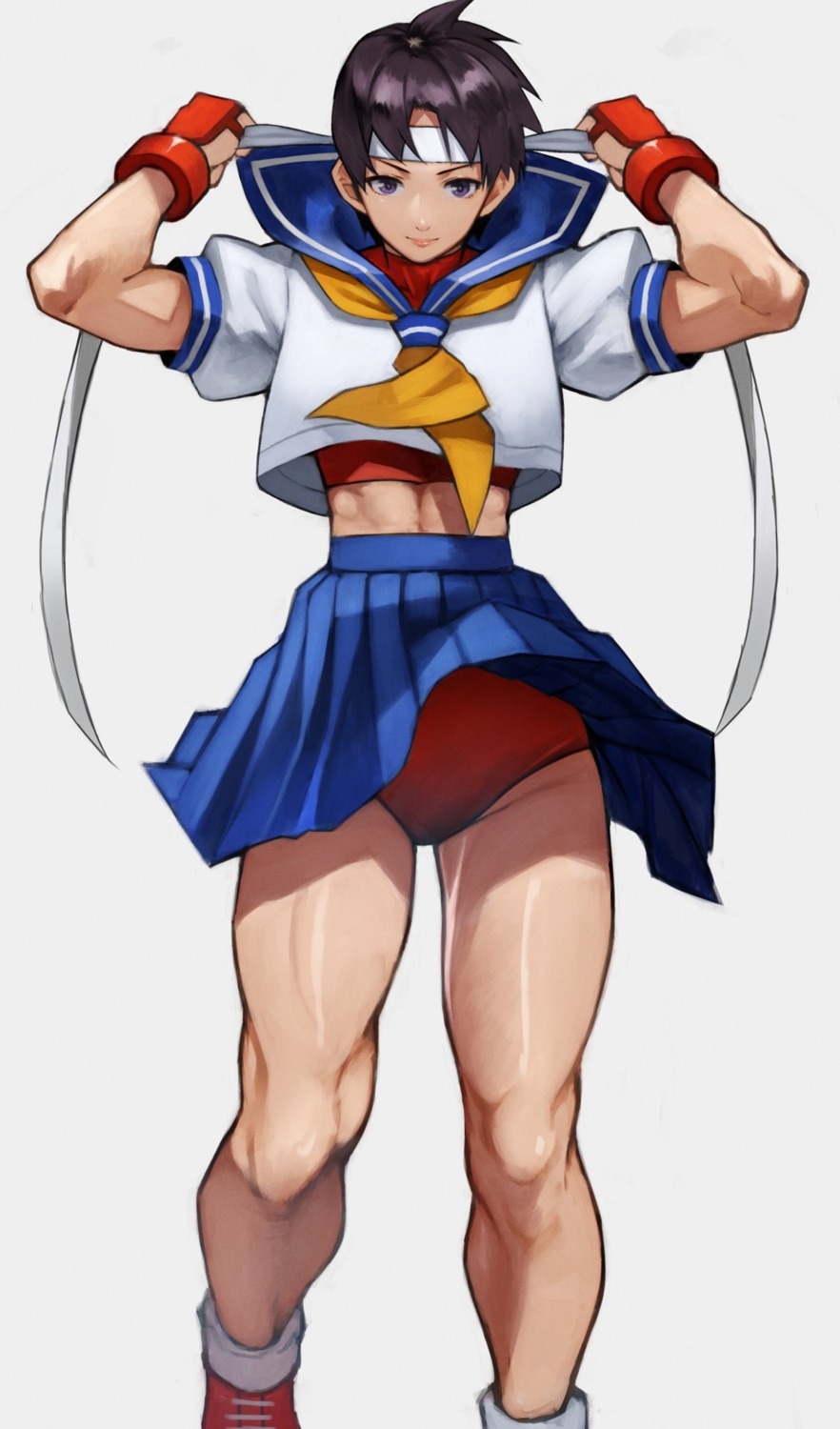 kasugano_sakura pantsu seifuku skirt_lift street_fighter yoshio_(55level)