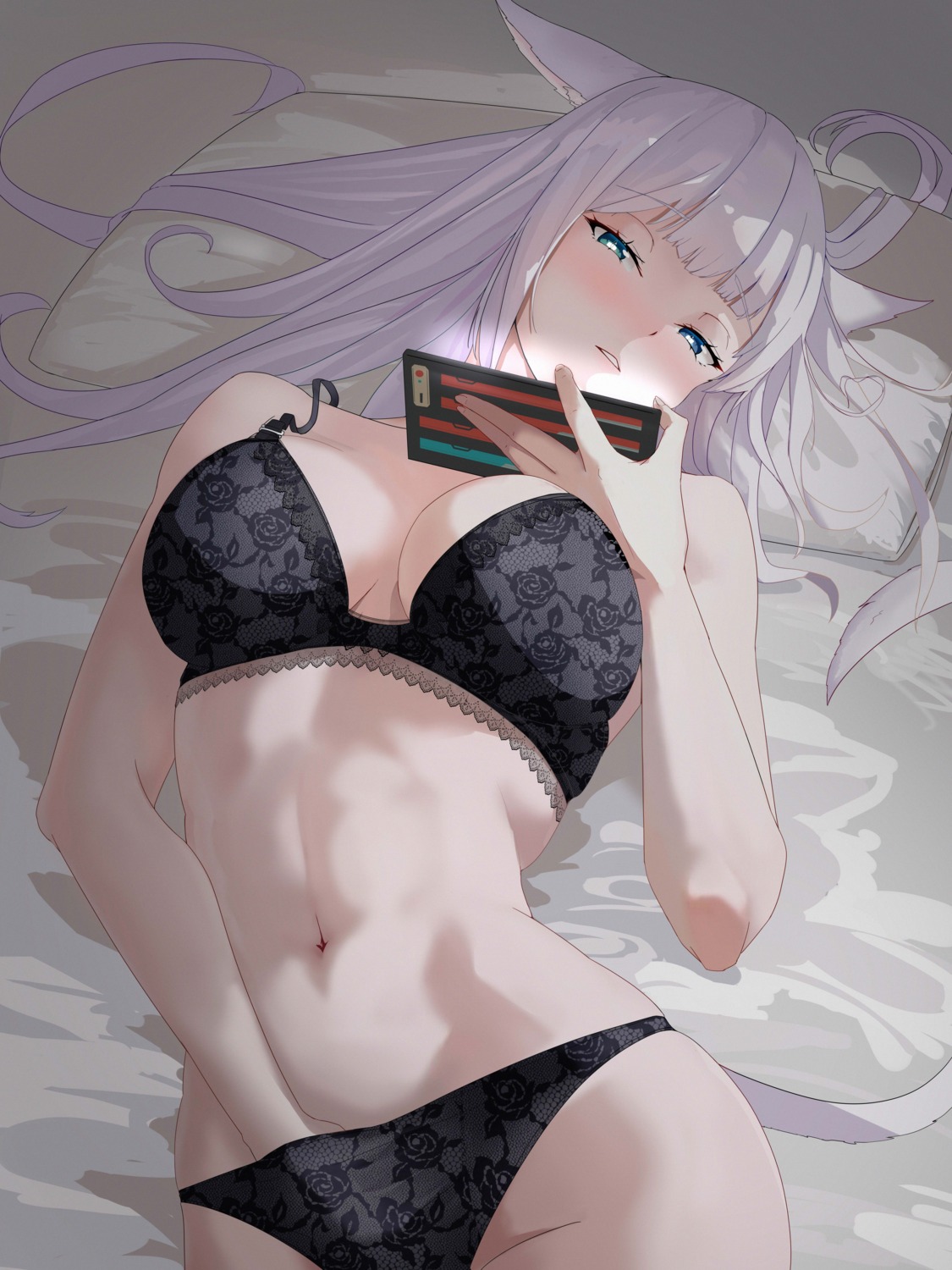 animal_ears bra dch6898013 final_fantasy final_fantasy_xiv jpeg_artifacts masturbation nekomimi pantsu