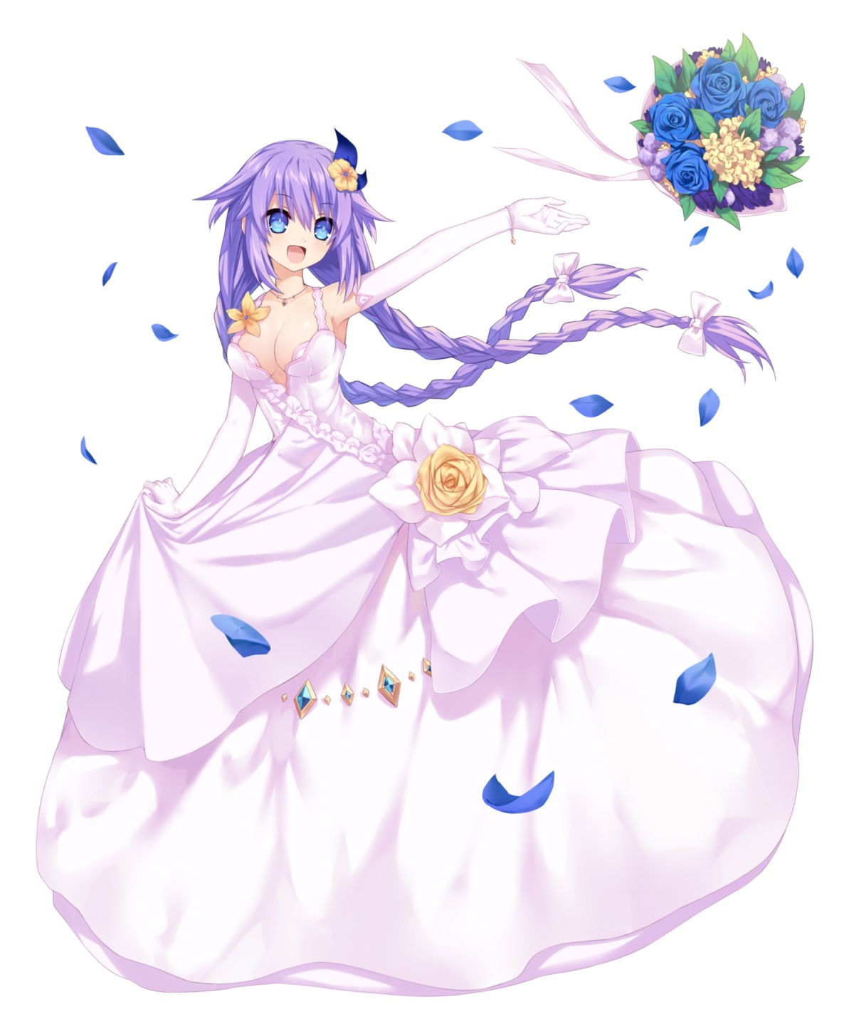 choujigen_game_neptune dress neps-l no_bra purple_heart wedding_dress