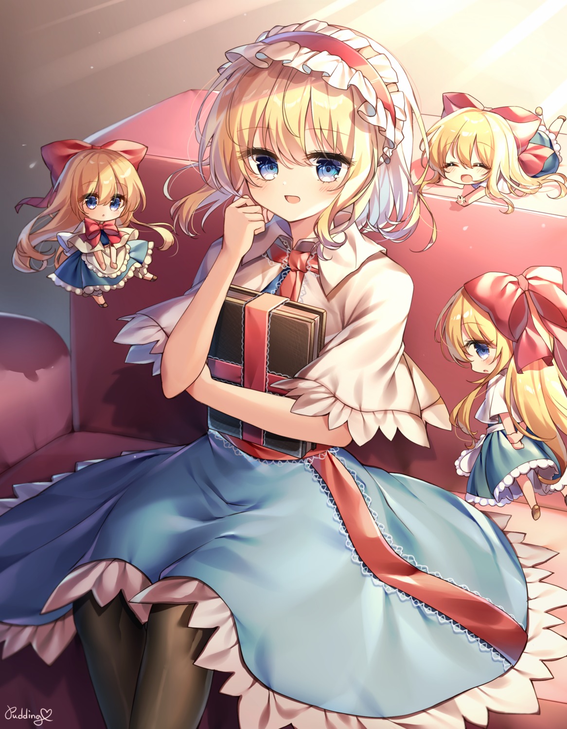 alice_margatroid chibi pudding_(skymint_028) shanghai skirt_lift touhou