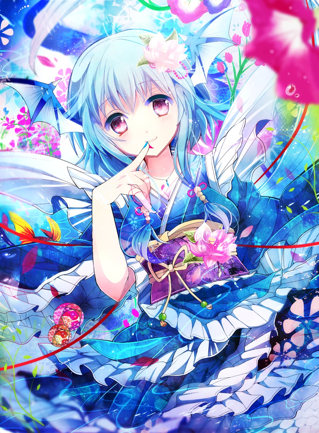 animal_ears fumiko_(miruyuana) touhou wakasagihime yukata