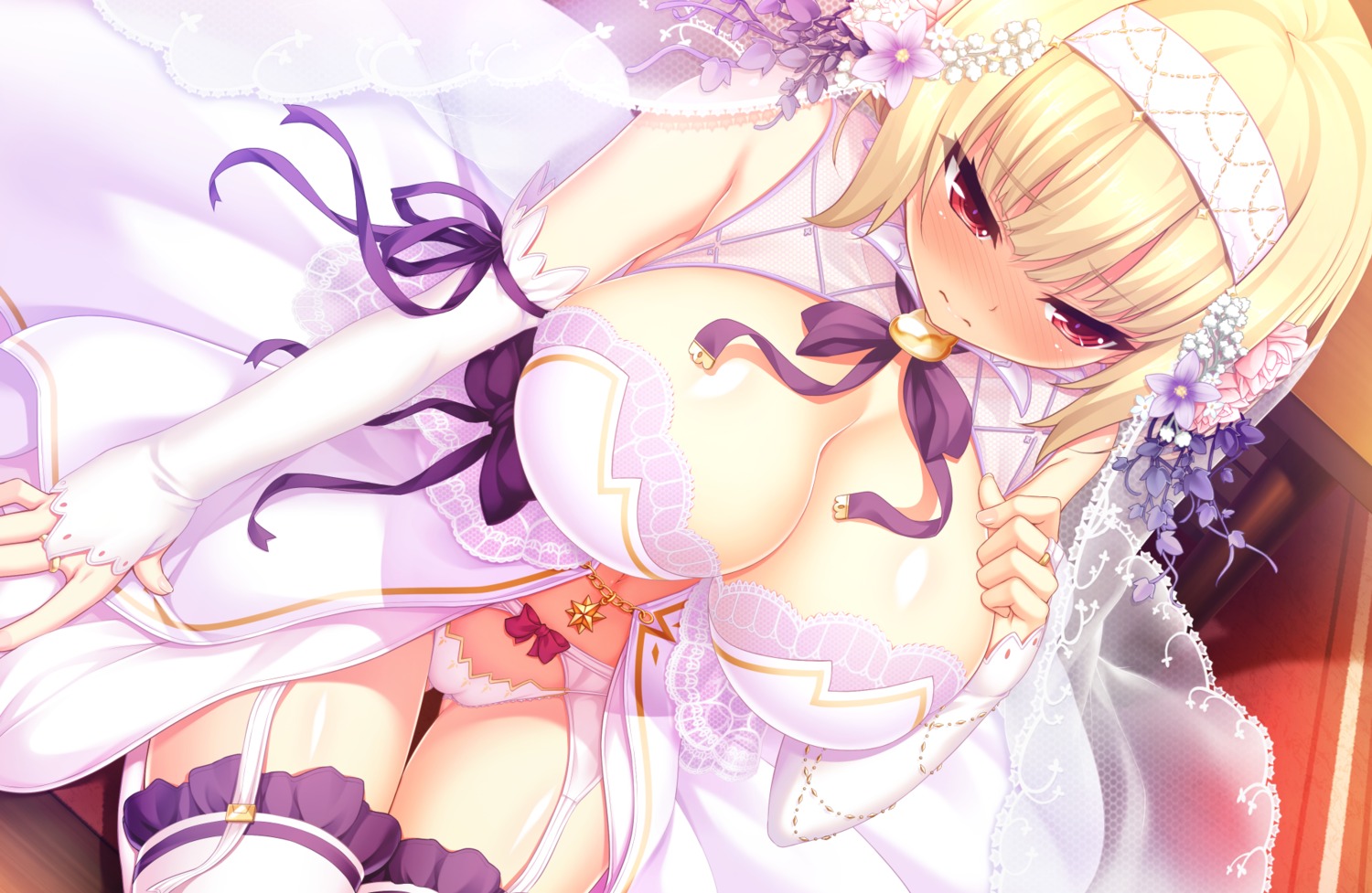 cameltoe cleavage dress game_cg garter_belt harukaze-soft lucia_of_end nora_to_oujo_to_noraneko_heart_2 oozora_itsuki pantsu stockings thighhighs wedding_dress